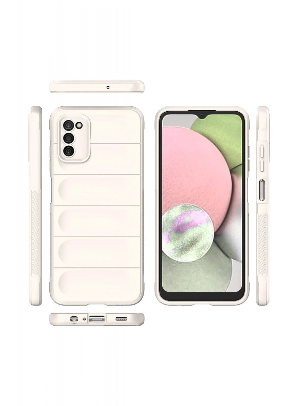 Newface Samsung Galaxy A03S Kılıf Optimum Silikon - Krem