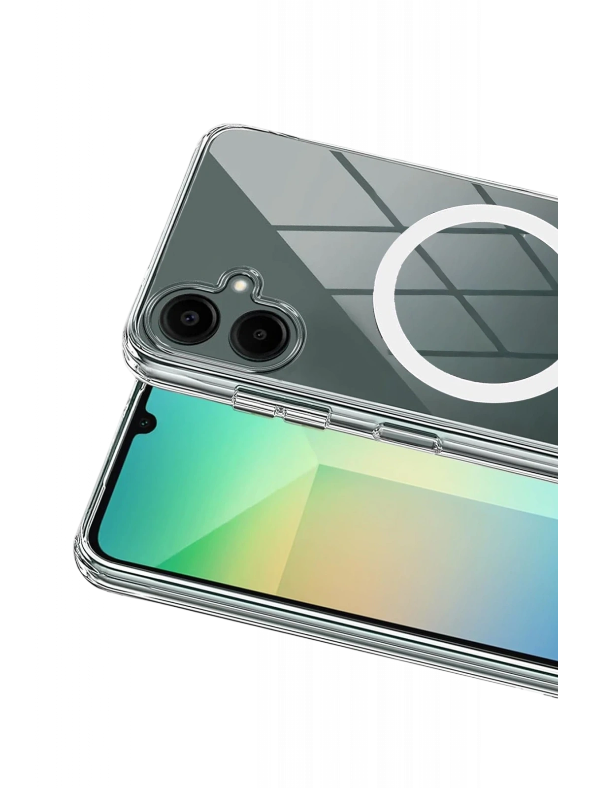 Newface Samsung Galaxy A06 Combo Sert Şeffaf Magsafe Kapak - Şeffaf