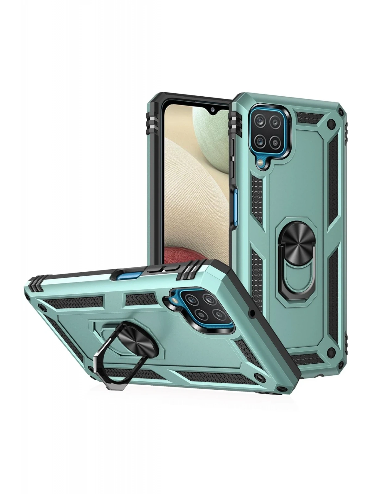 Newface Samsung Galaxy A22 Kılıf Sofya Yüzüklü Silikon Kapak - Yeşil