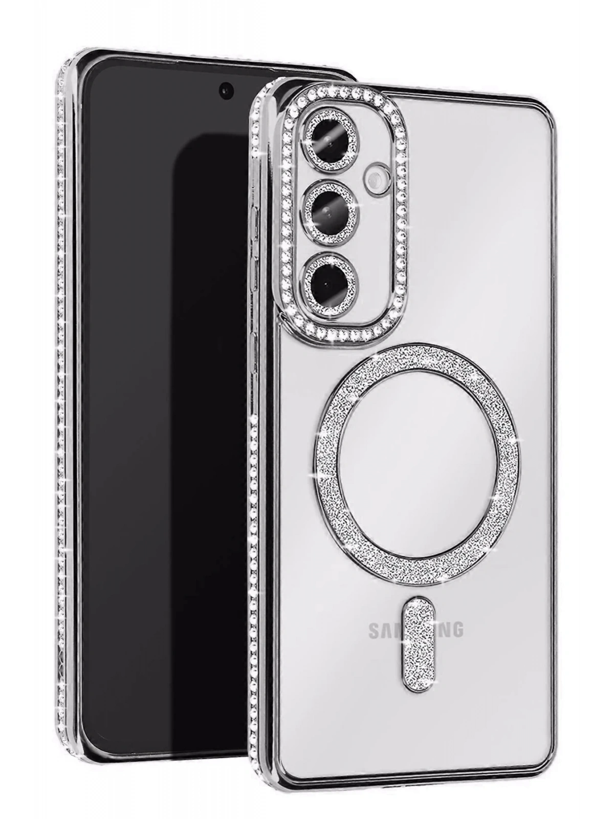 Newface Samsung Galaxy A25 5G Joke Simli Magneticsafe Kılıf - Gümüş