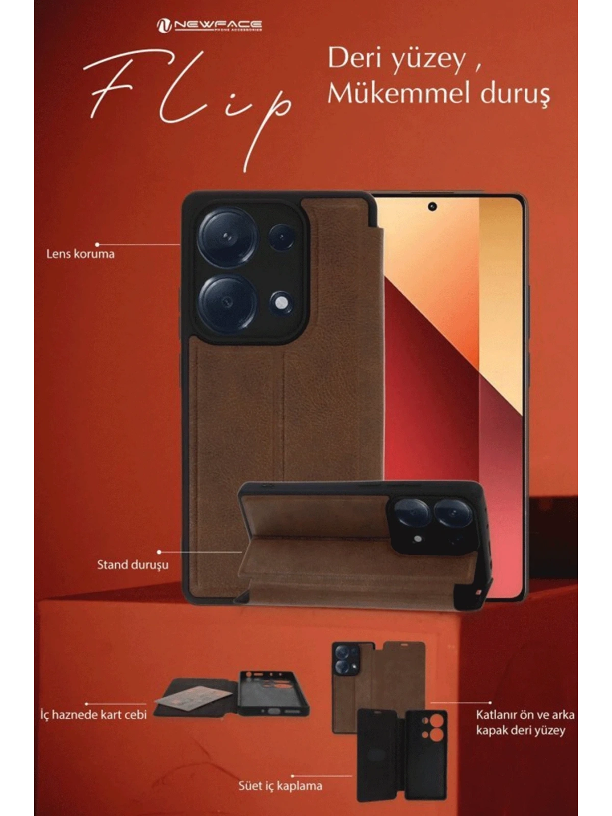 Newface Samsung Galaxy A36 Kılıf Flip Cover - Taba