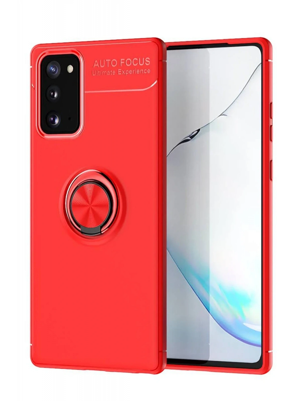Newface Samsung Galaxy Note 20 Kılıf Range Yüzüklü Silikon - Kırmızı