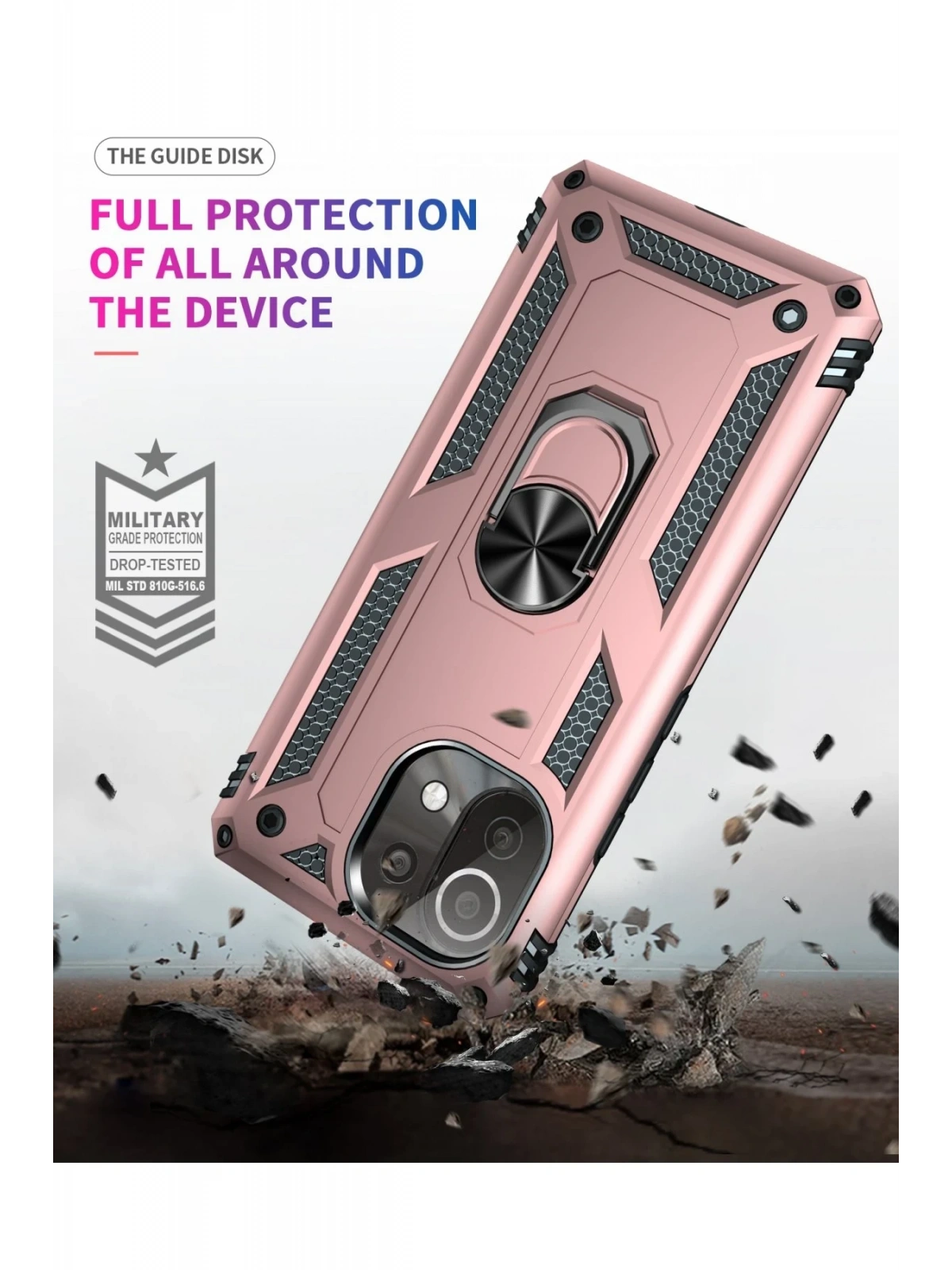 Newface Xiaomi Mİ 11 Lite Kılıf Sofya Yüzüklü Silikon Kapak - Rose