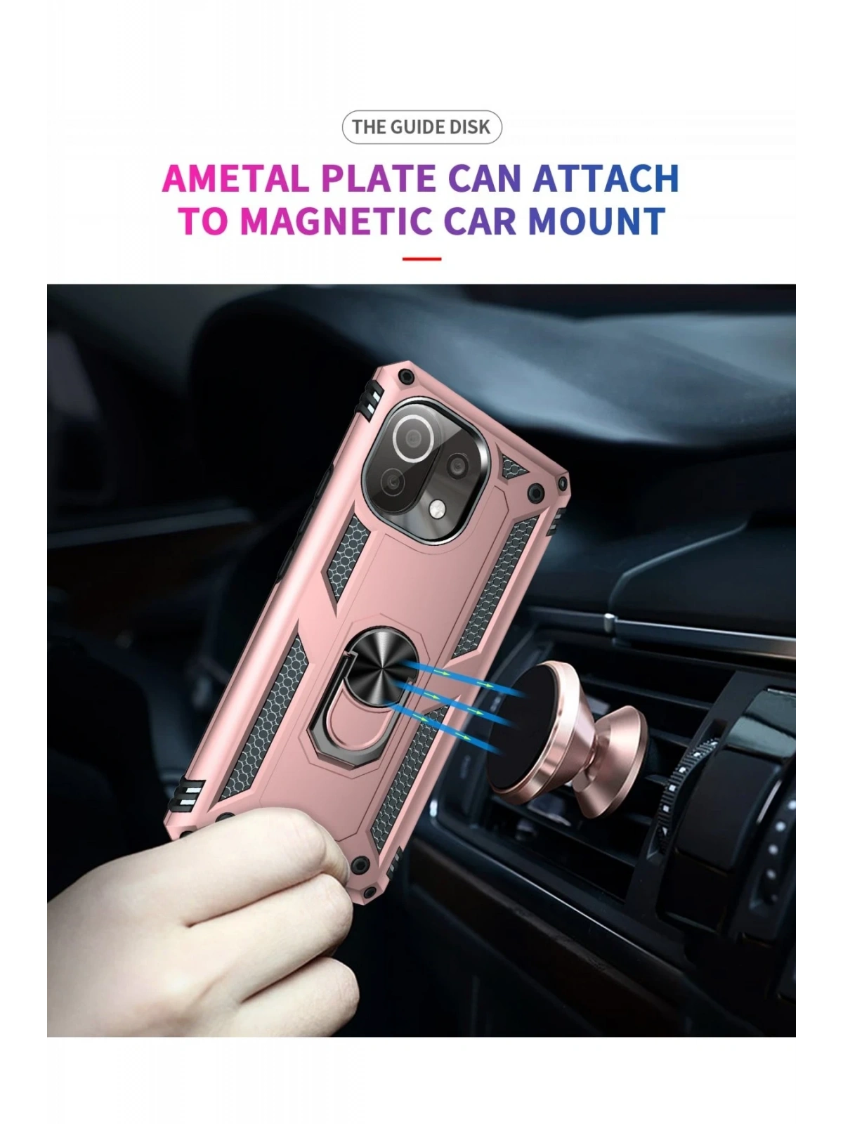 Newface Xiaomi Mİ 11 Lite Kılıf Sofya Yüzüklü Silikon Kapak - Rose