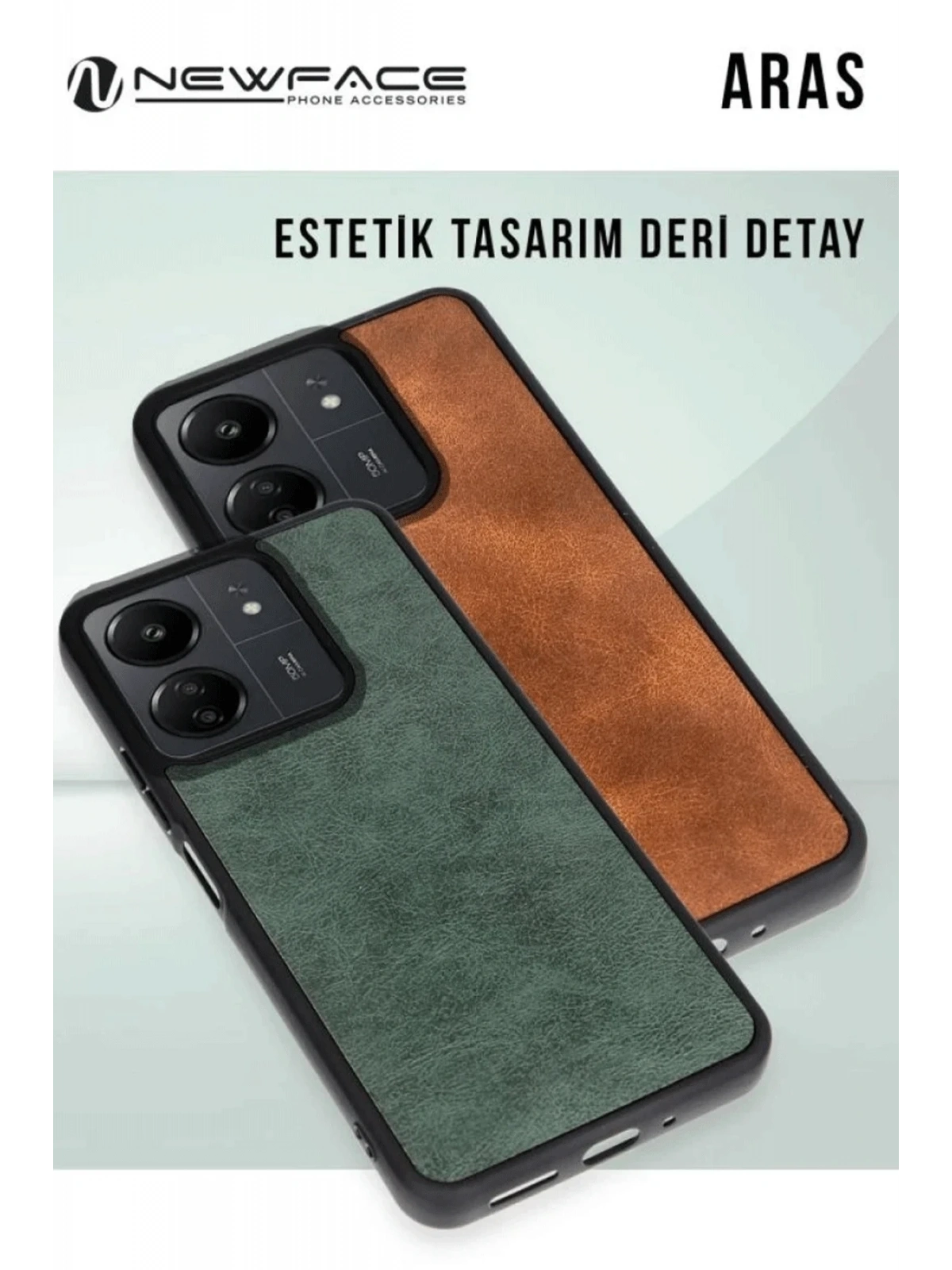 Newface Xiaomi Redmi 14C Kılıf Aras Deri Kapak - Taba