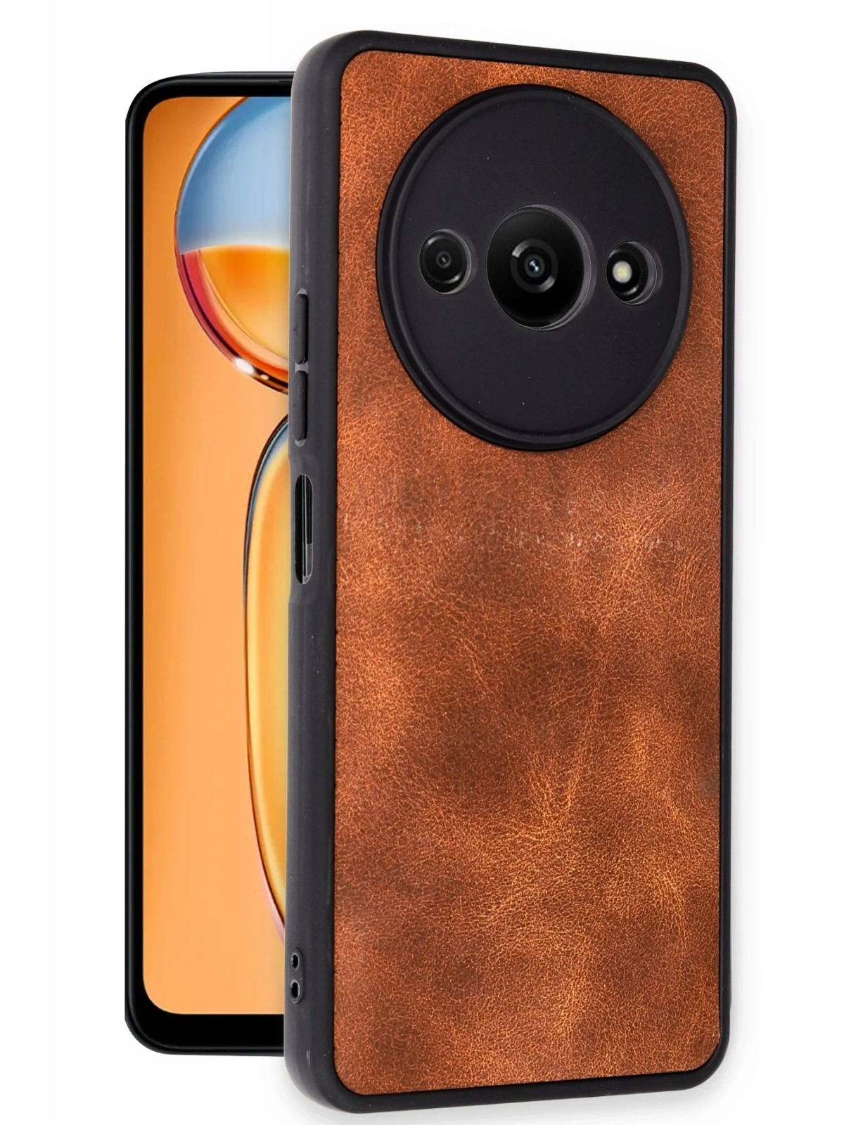 Newface Xiaomi Redmi A3 4G Kılıf Aras Deri Kapak - Taba