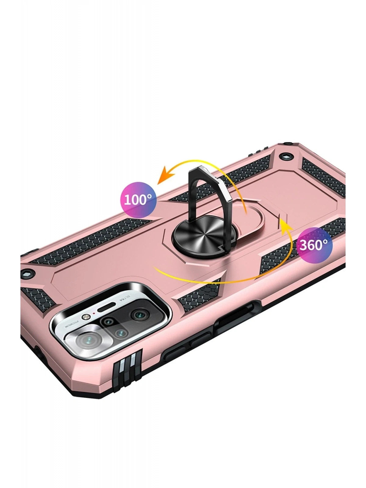 Newface Xiaomi Redmi Note 10 Pro Kılıf Sofya Yüzüklü Silikon Kapak - Rose