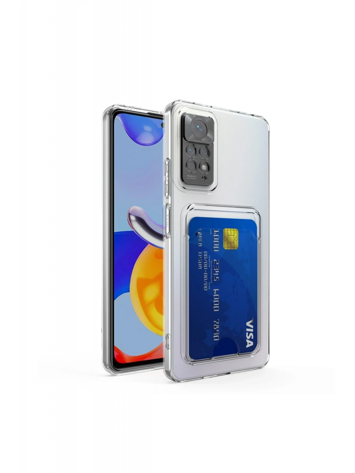 Newface Xiaomi Redmi Note 11 Kılıf Kart Şeffaf Silikon - Şeffaf