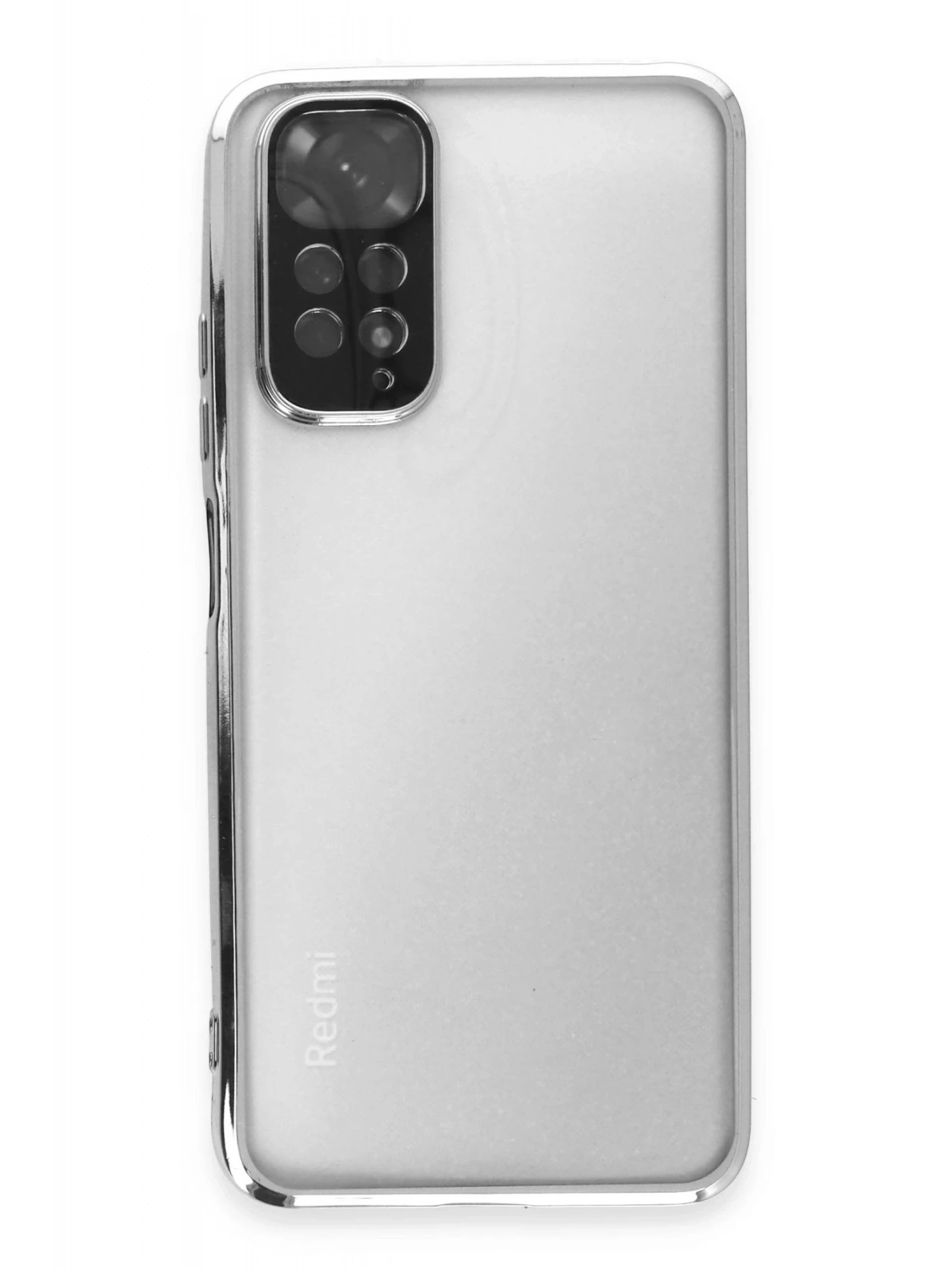 Newface Xiaomi Redmi Note 11 Kılıf Razer Lensli Silikon - Gümüş
