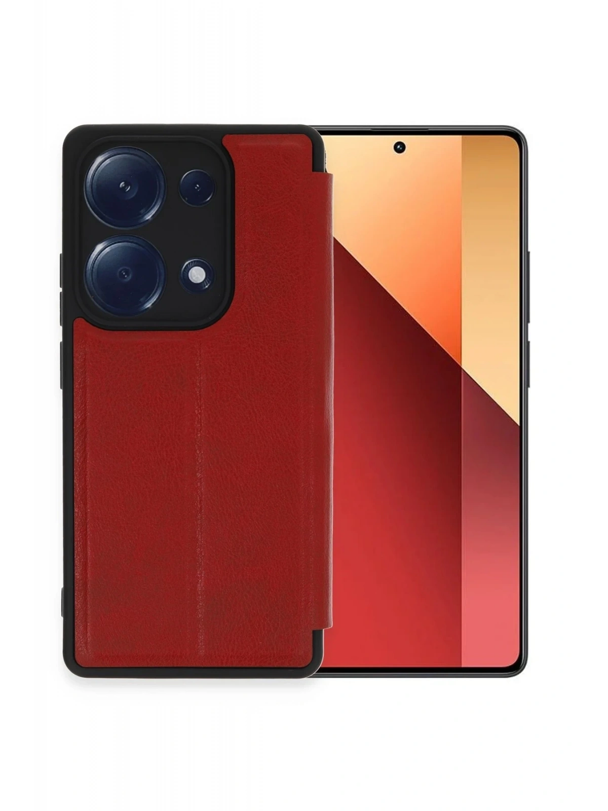 Newface Xiaomi Redmi Note 13 Pro 4G Kılıf Flip Cover - Kırmızı