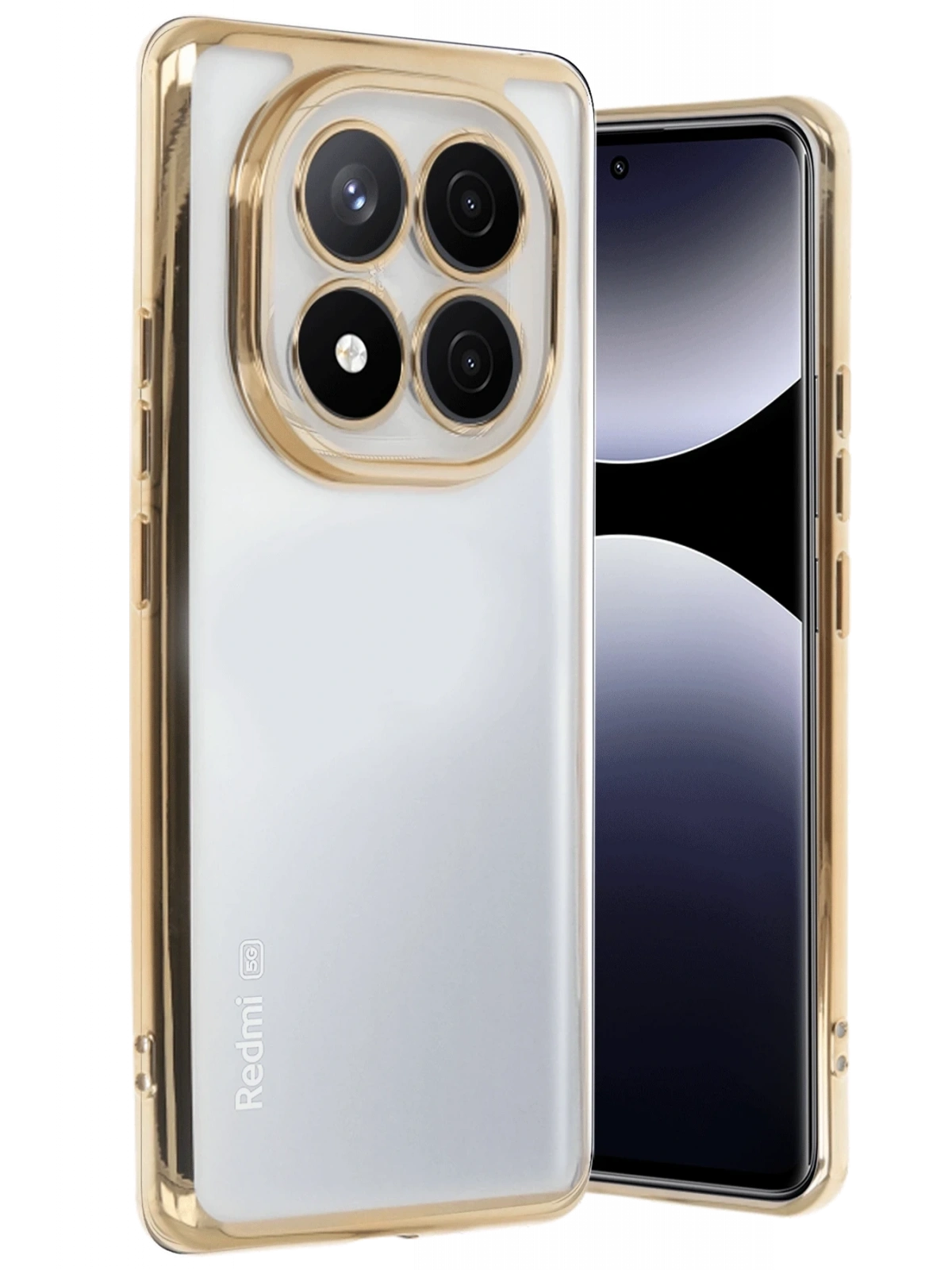Newface Xiaomi Redmi Note 14 Pro Plus Kılıf Razer Lensli Silikon - Gold