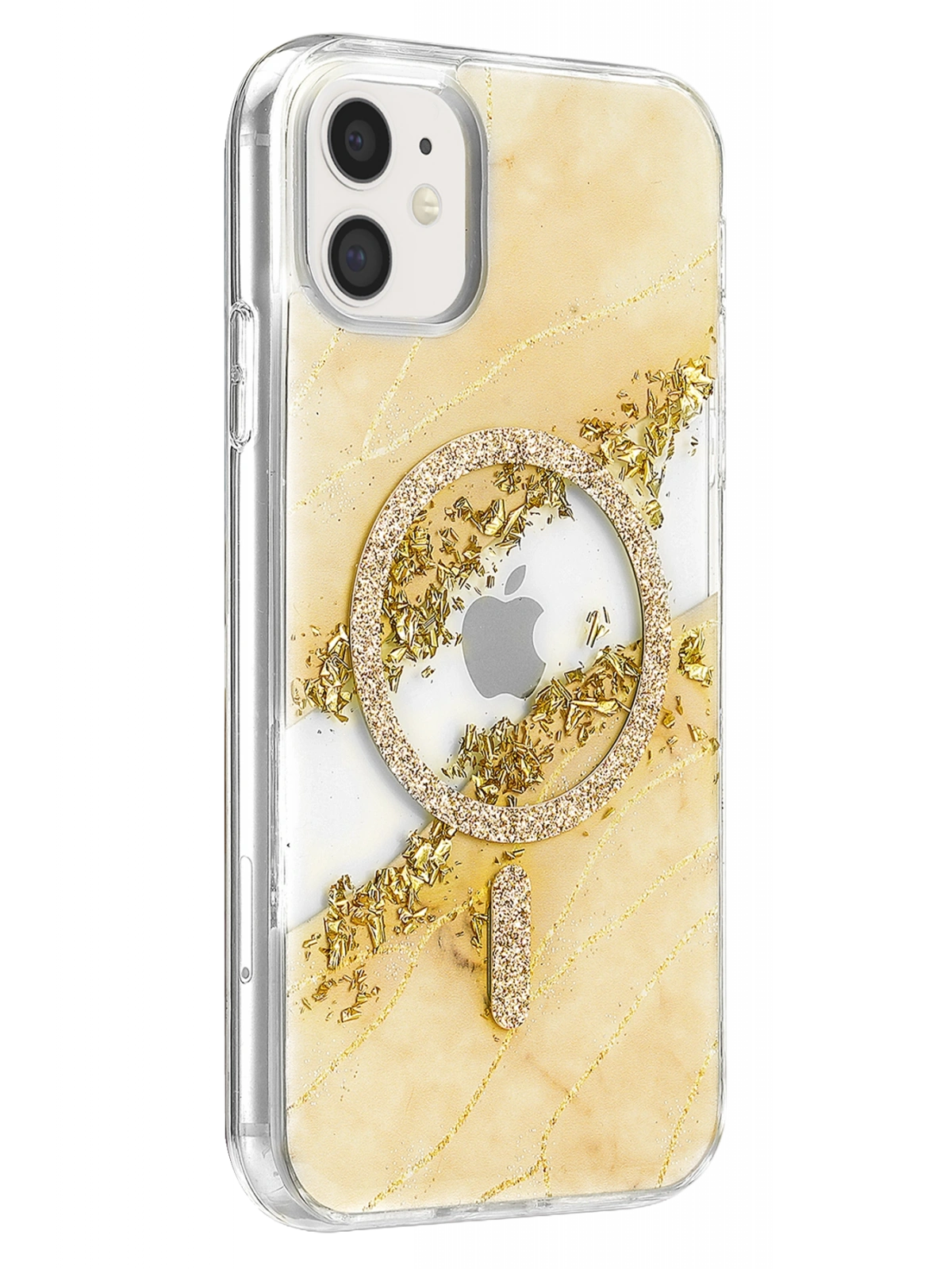 Onegif Apple iPhone 11 Lotus Simli Magsafe Kapak - Gümüş