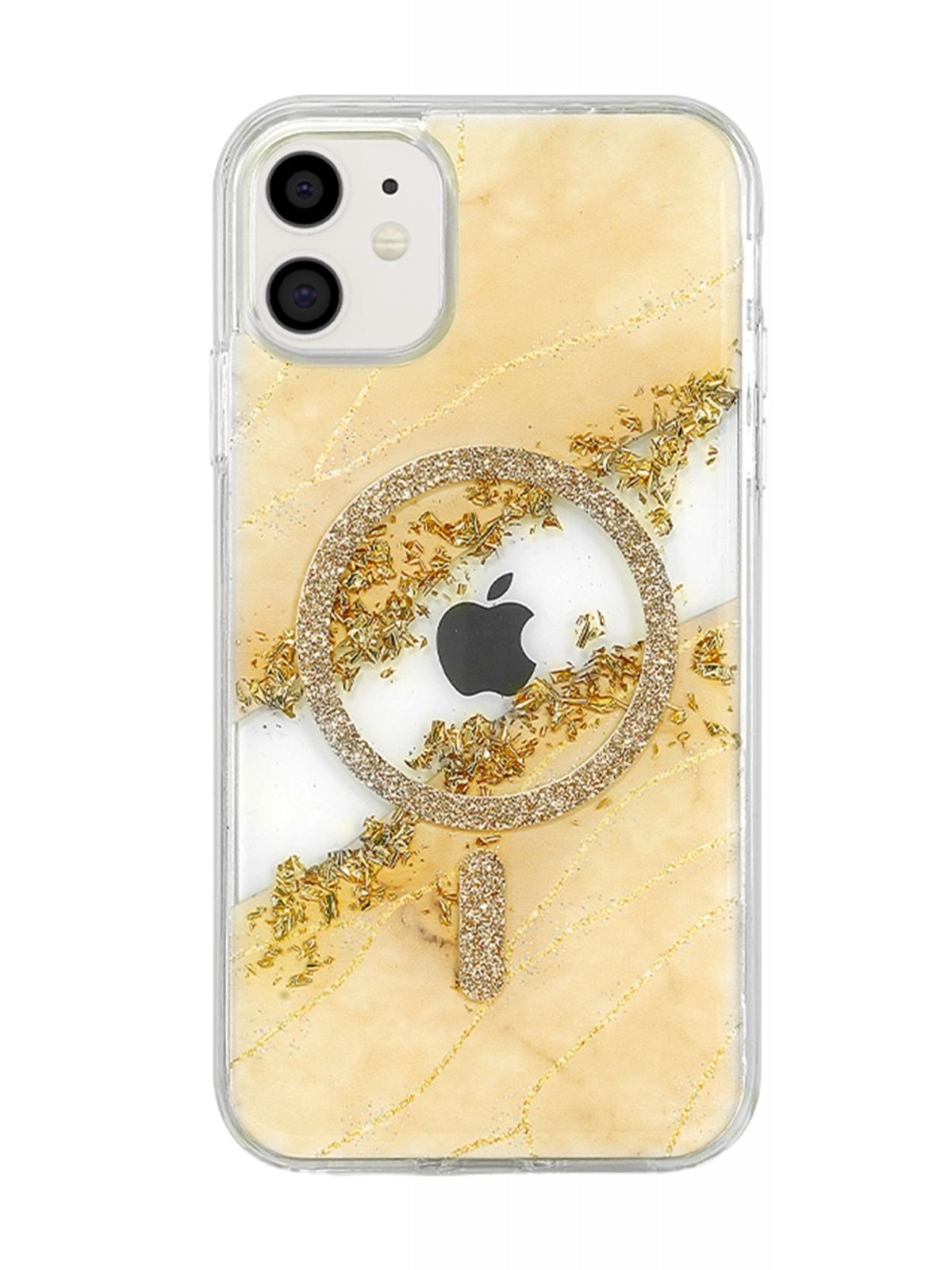 Onegif Apple iPhone 11 Lotus Simli Magsafe Kapak - Gümüş