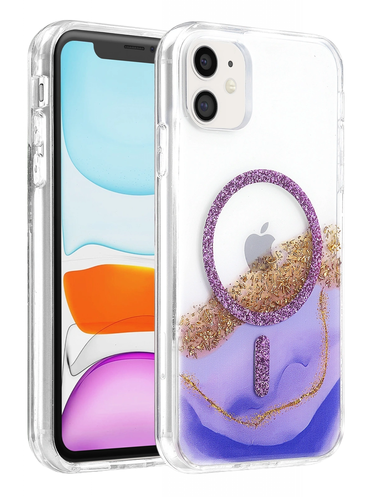 Onegif Apple iPhone 11 Lotus Simli Magsafe Kapak - Mor