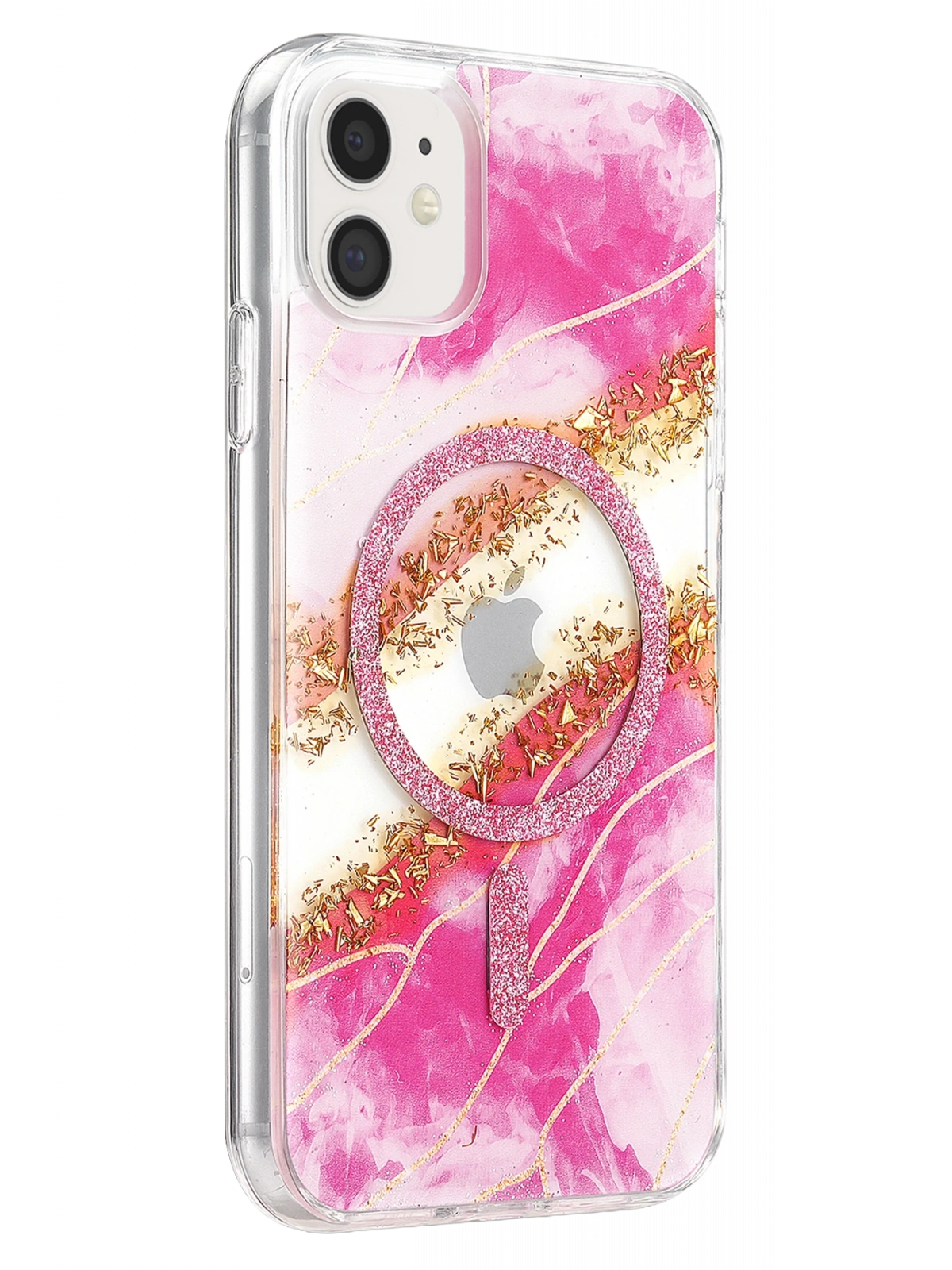 Onegif Apple iPhone 11 Lotus Simli Magsafe Kapak - Pembe