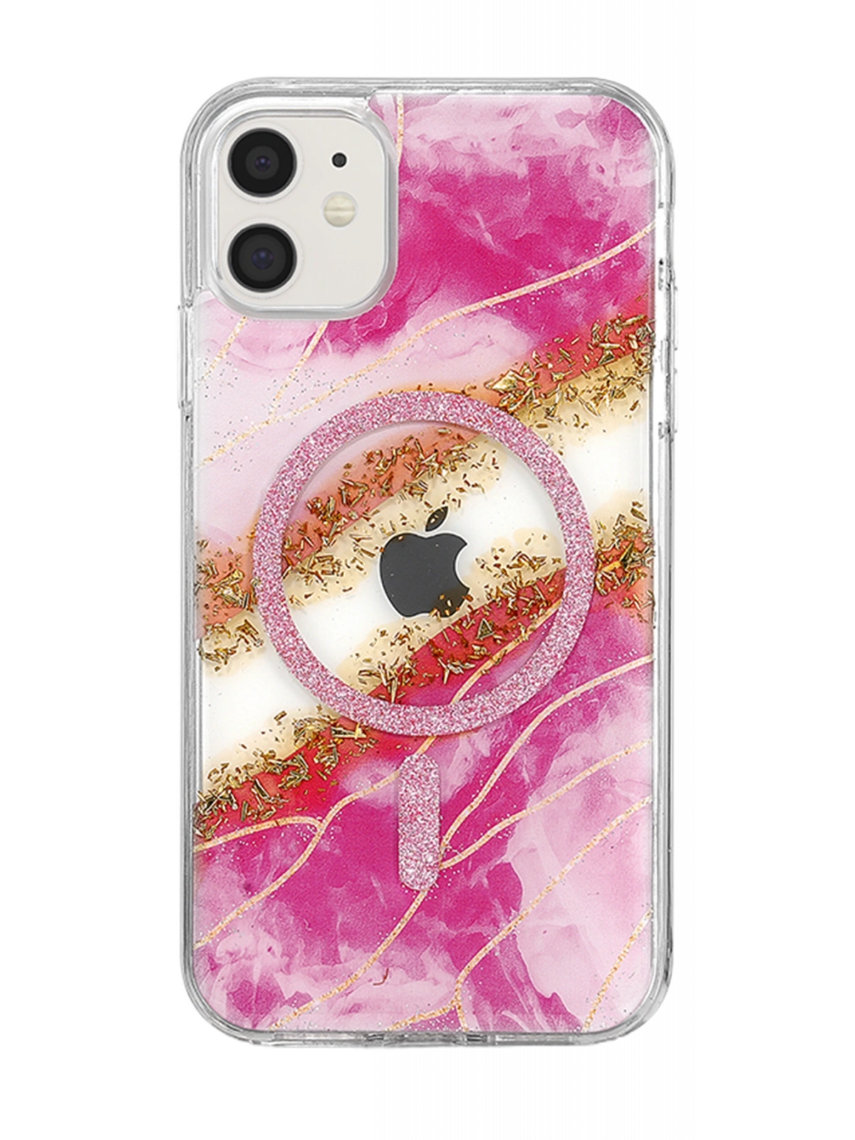 Onegif Apple iPhone 11 Lotus Simli Magsafe Kapak - Pembe
