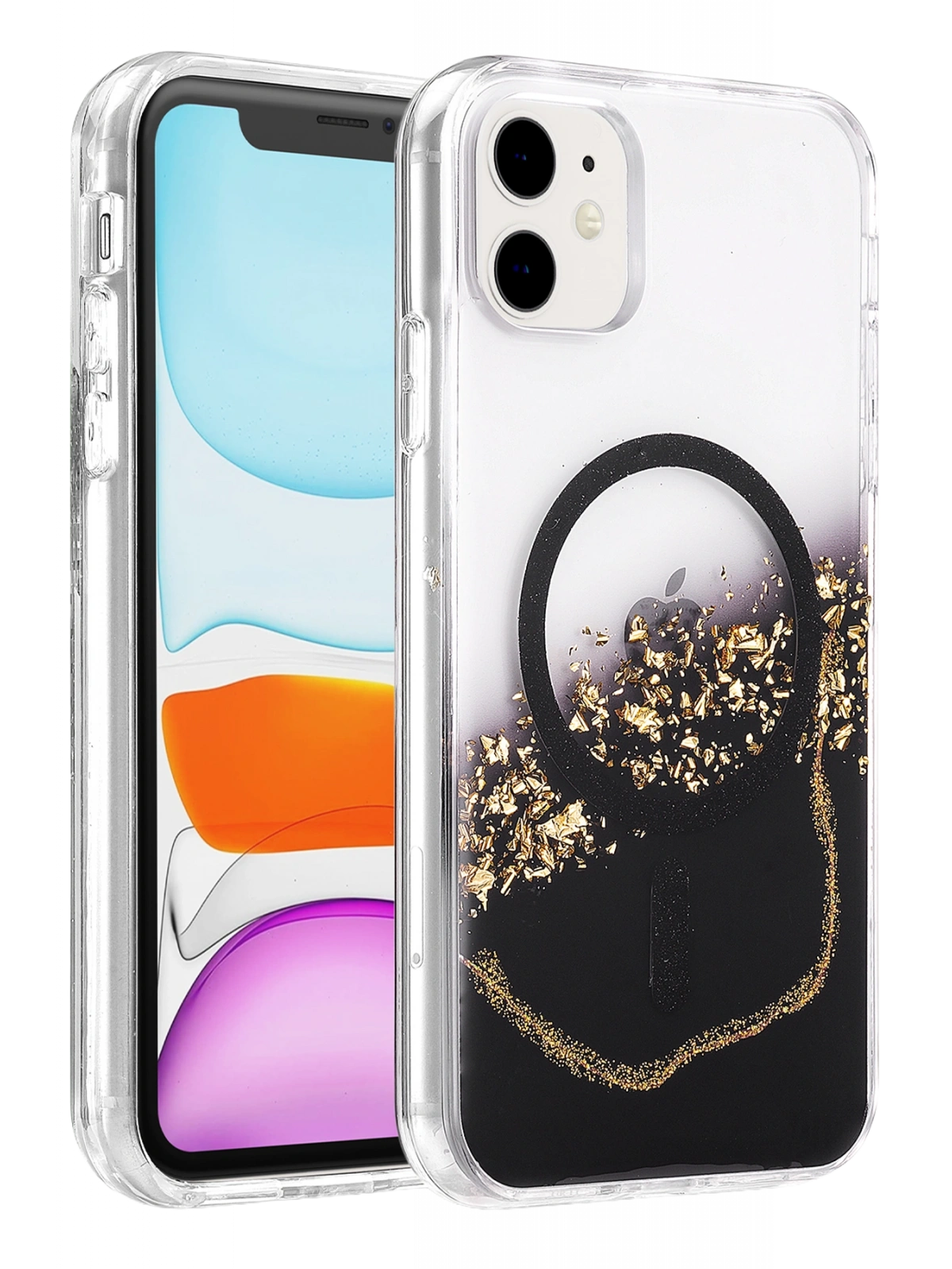 Onegif Apple iPhone 11 Lotus Simli Magsafe Kapak - Siyah