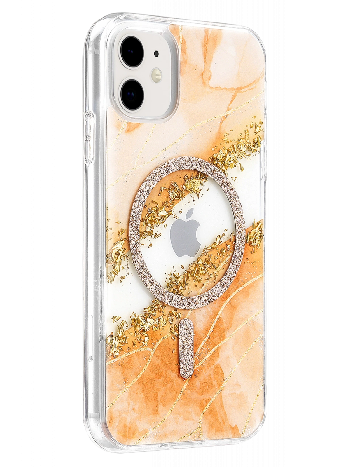 Onegif Apple iPhone 11 Lotus Simli Magsafe Kapak - Turuncu