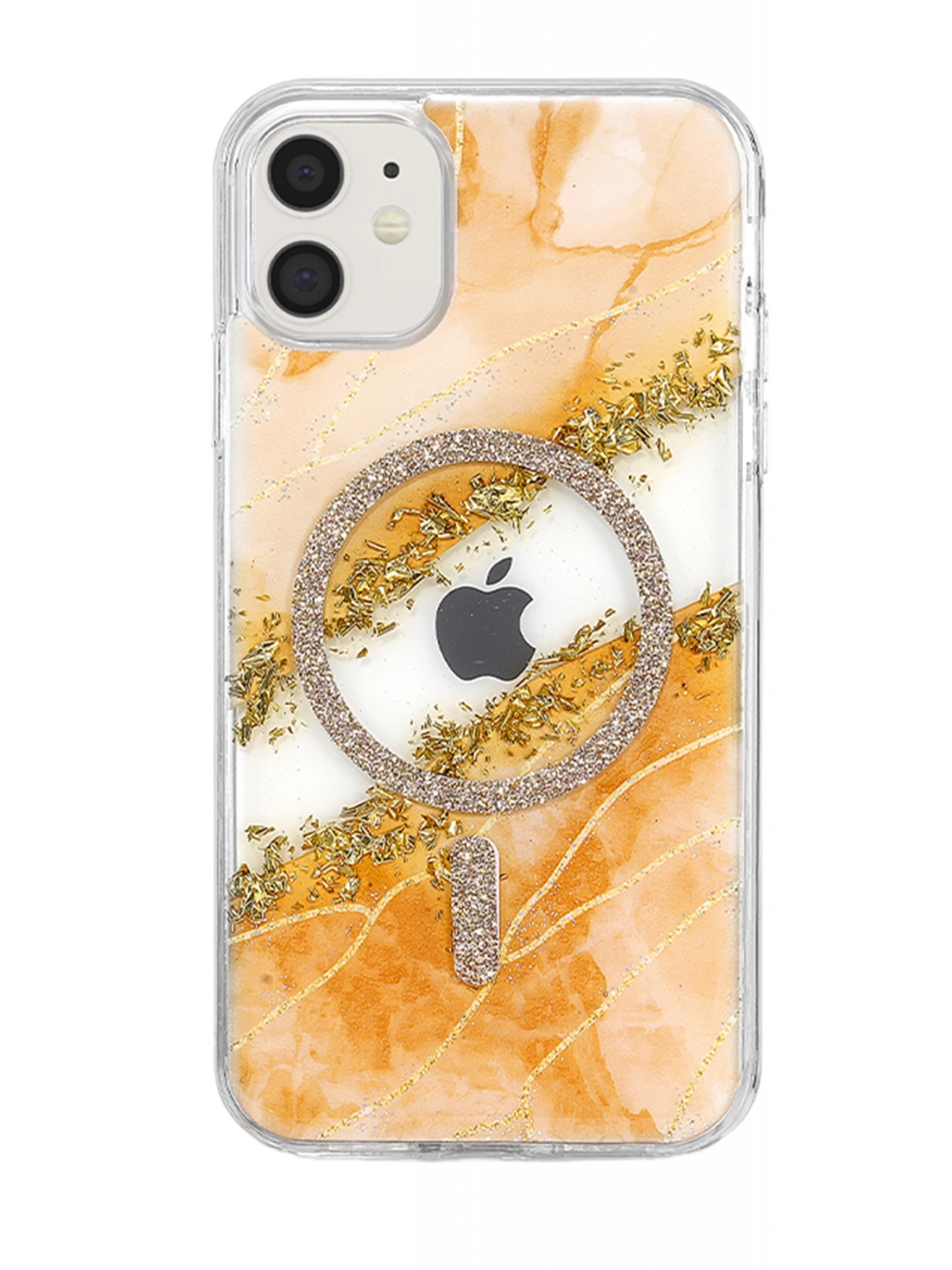 Onegif Apple iPhone 11 Lotus Simli Magsafe Kapak - Turuncu