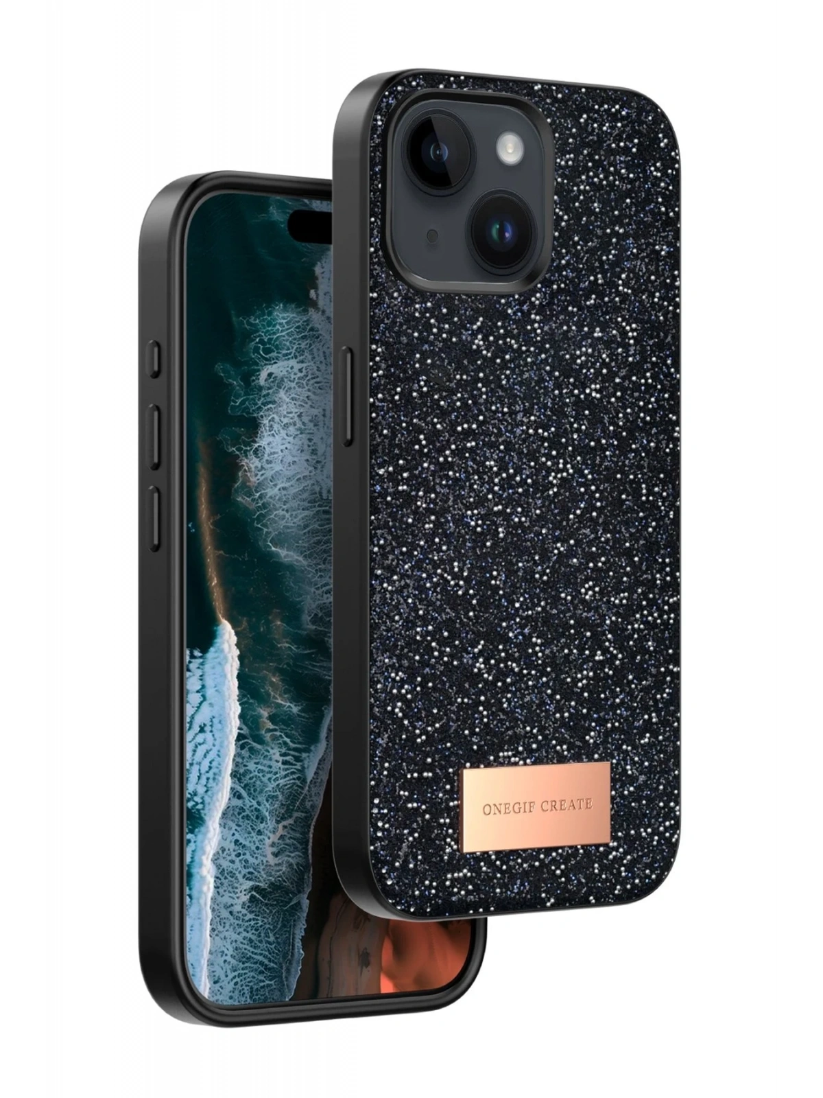 Onegif Apple iPhone 14 Bright Simli Kapak - Siyah