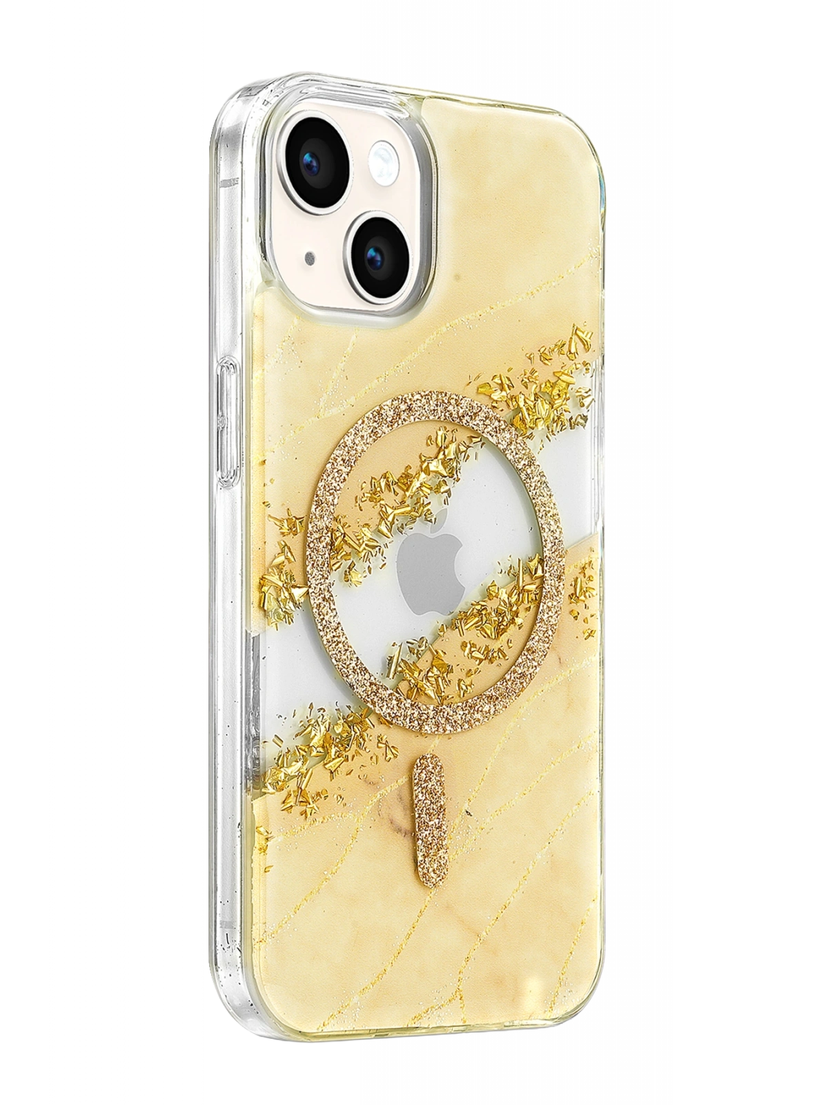 Onegif Apple iPhone 14 Lotus Simli Magsafe Kapak - Gümüş