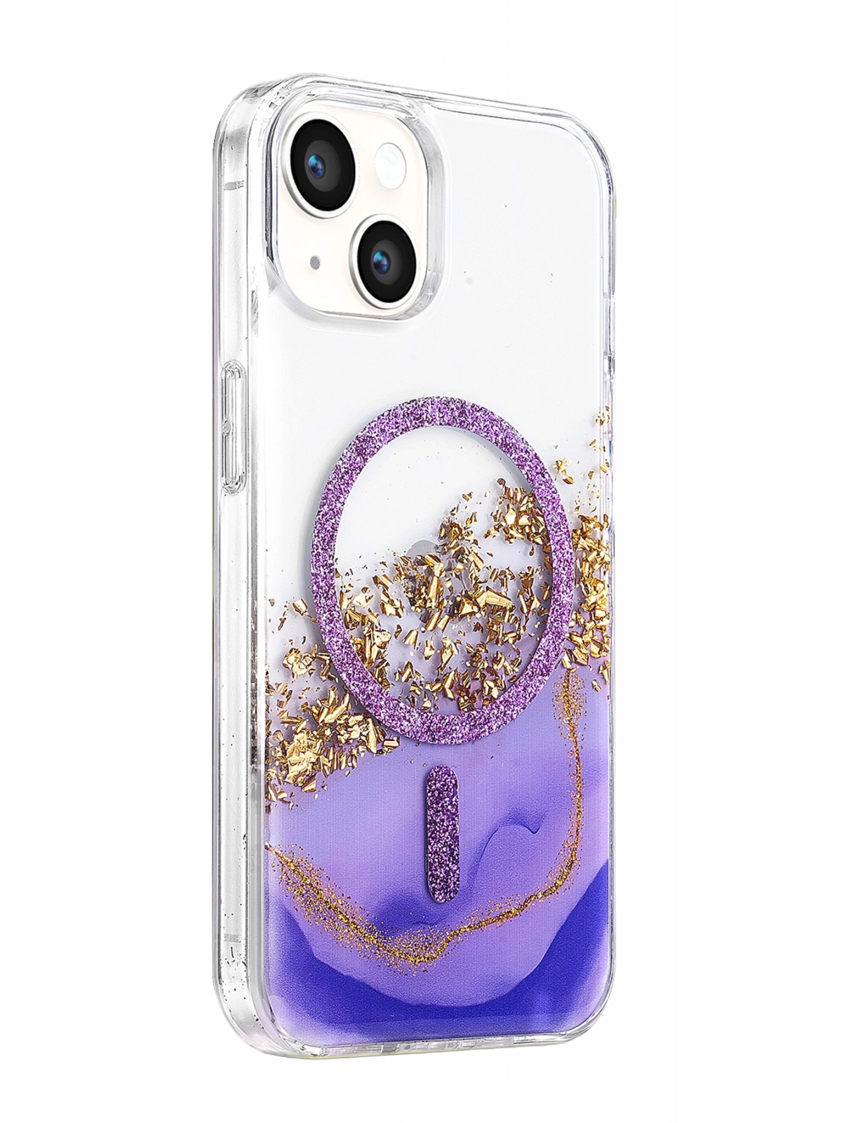 Onegif Apple iPhone 14 Lotus Simli Magsafe Kapak - Mor