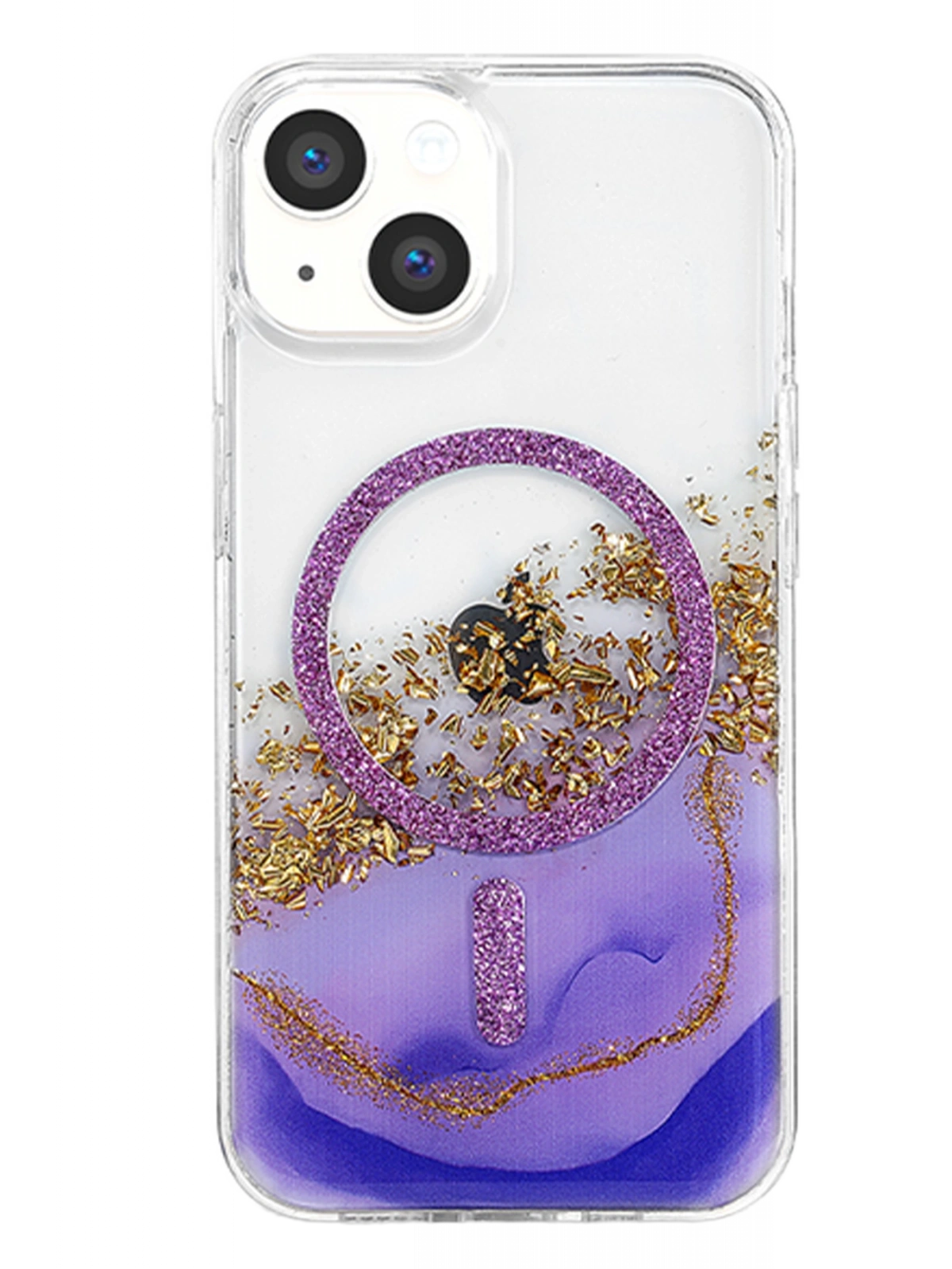 Onegif Apple iPhone 14 Lotus Simli Magsafe Kapak - Mor