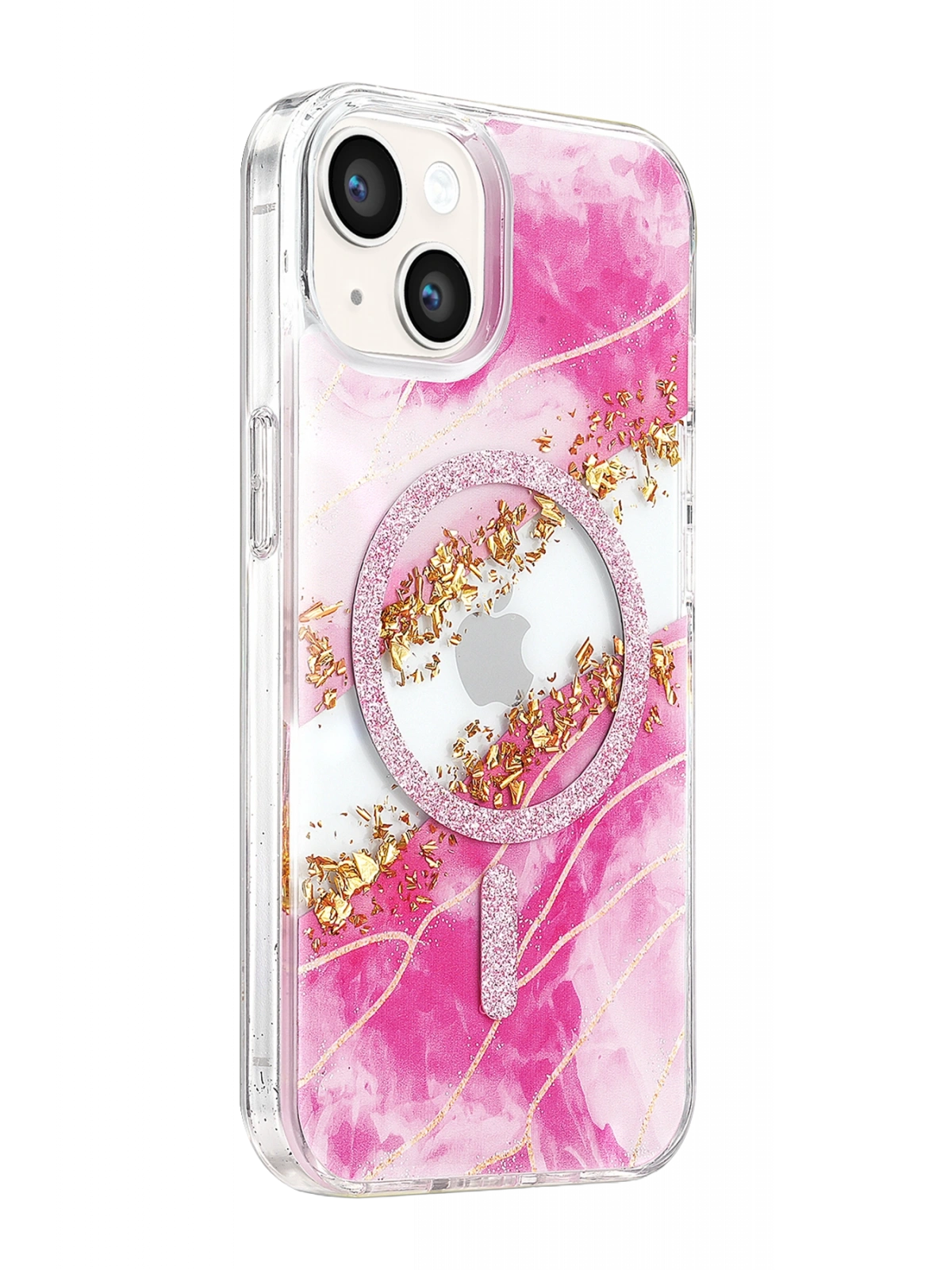 Onegif Apple iPhone 14 Lotus Simli Magsafe Kapak - Pembe