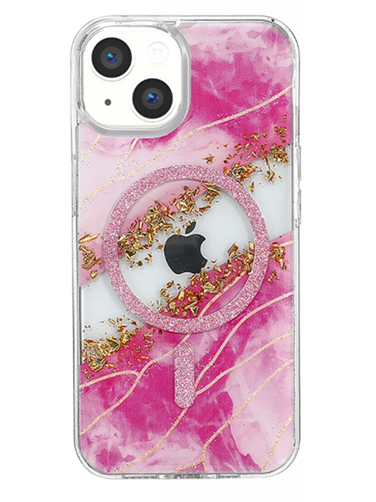Onegif Apple iPhone 14 Lotus Simli Magsafe Kapak - Pembe