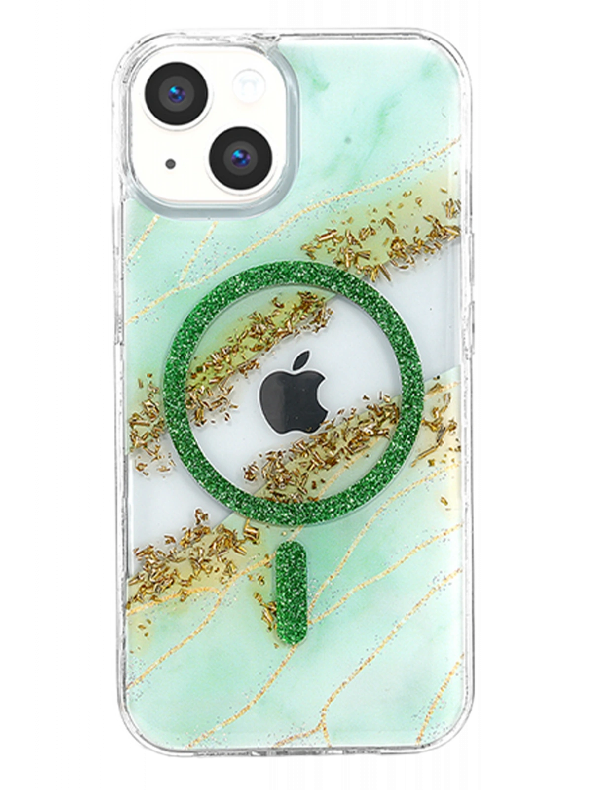 Onegif Apple iPhone 14 Lotus Simli Magsafe Kapak - Yeşil