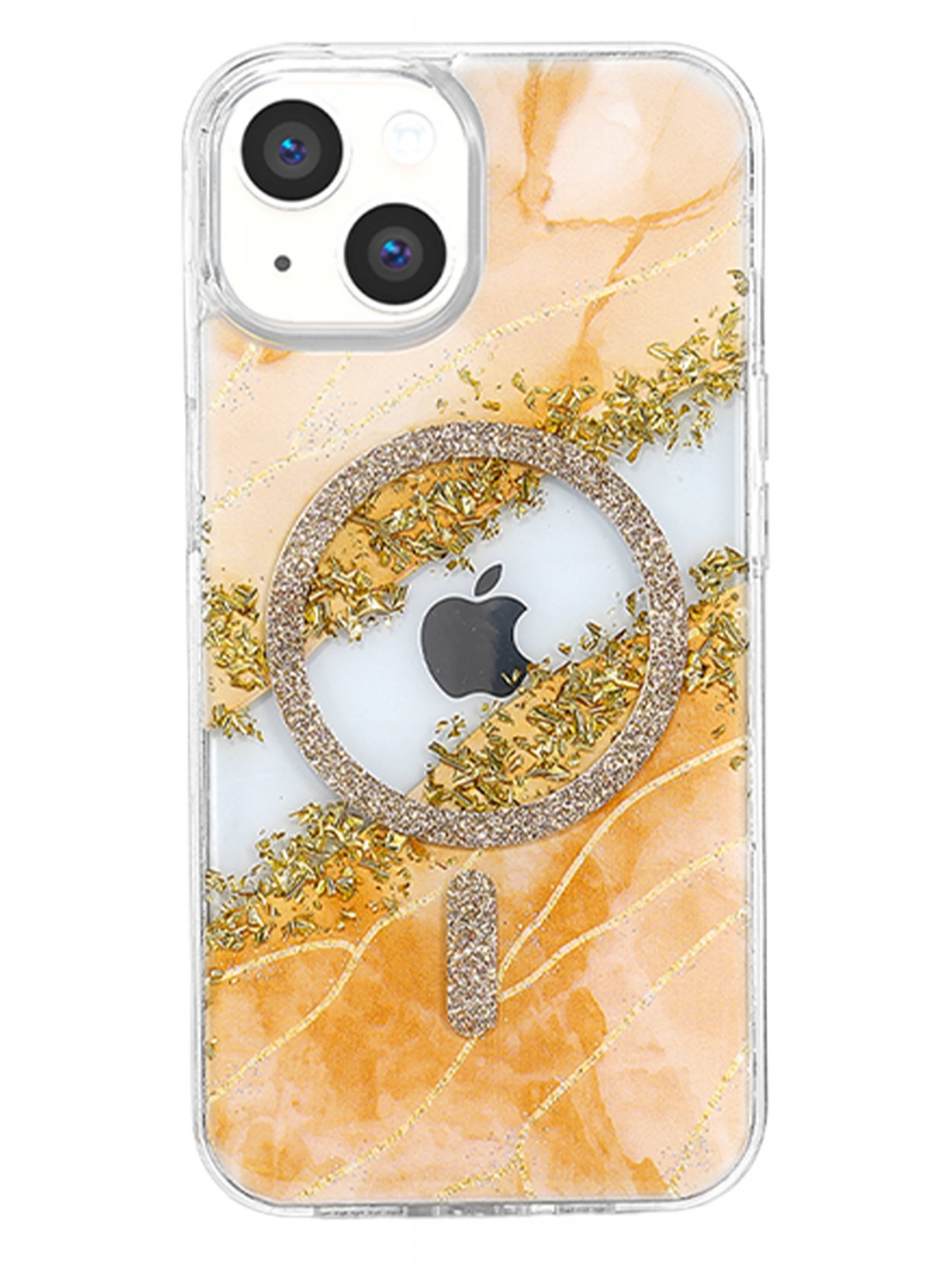 Onegif Apple iPhone 14 Lotus Simli Magsafe Kapak - Yeşil