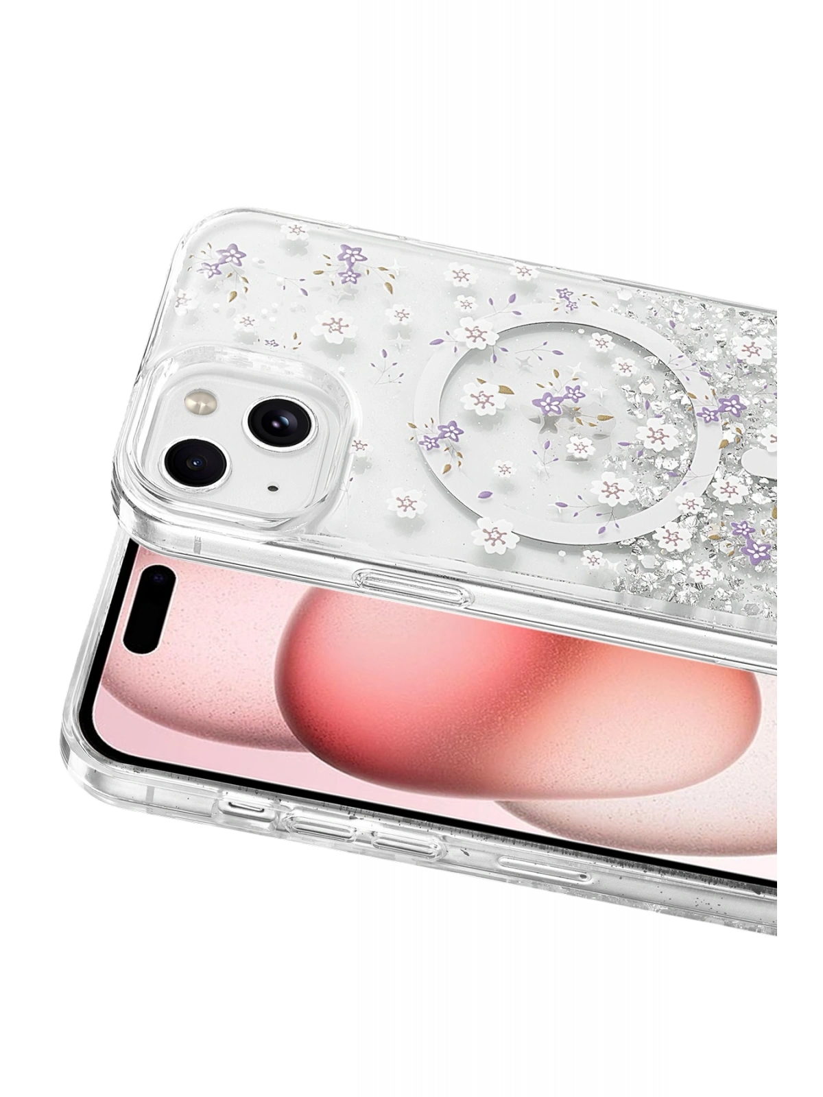 Onegif Apple iPhone 14 Misk Simli Magsafe Kapak - Desen 2