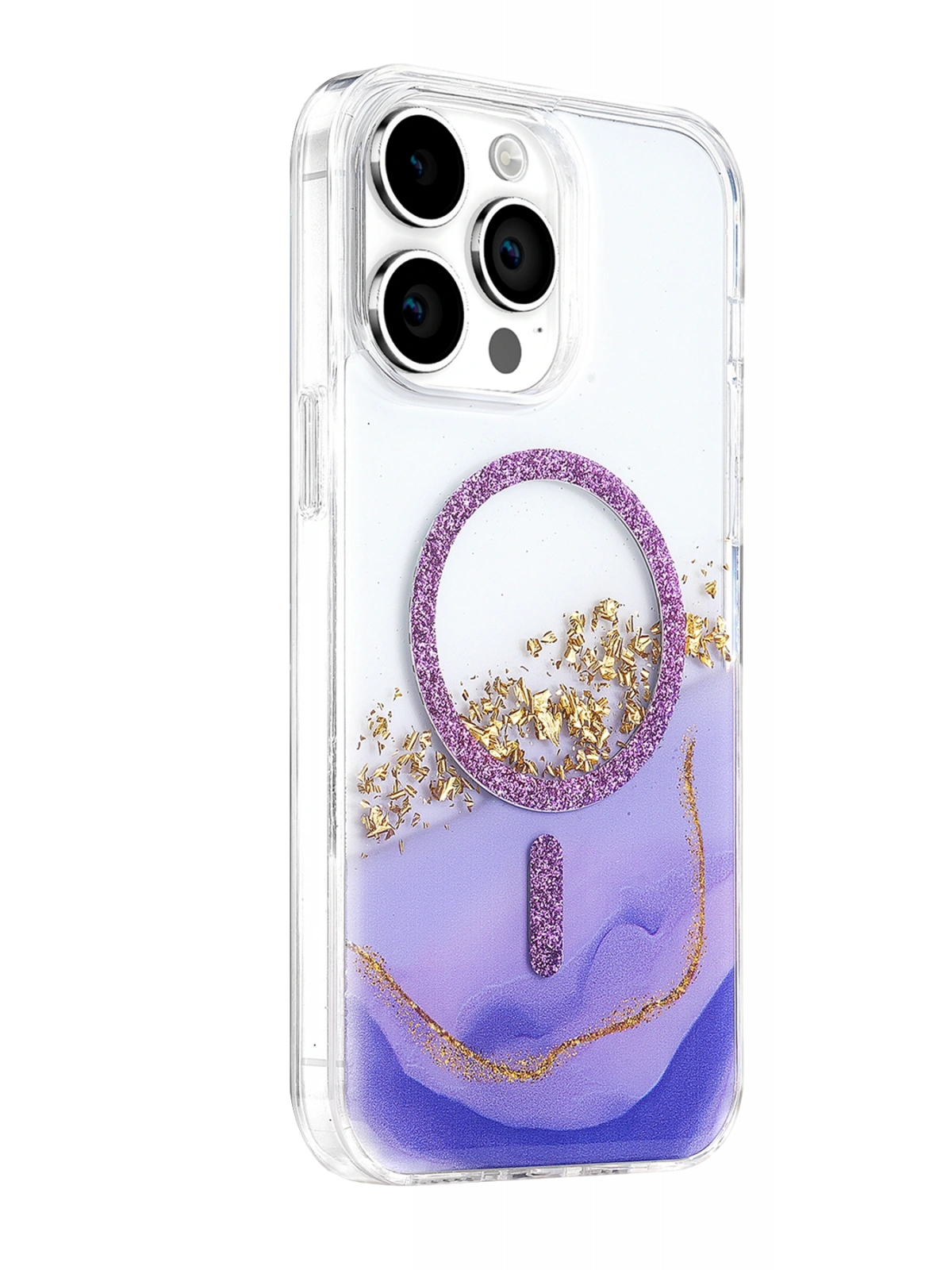 Onegif Apple iPhone 14 Pro Max Lotus Simli Magsafe Kapak - Mor