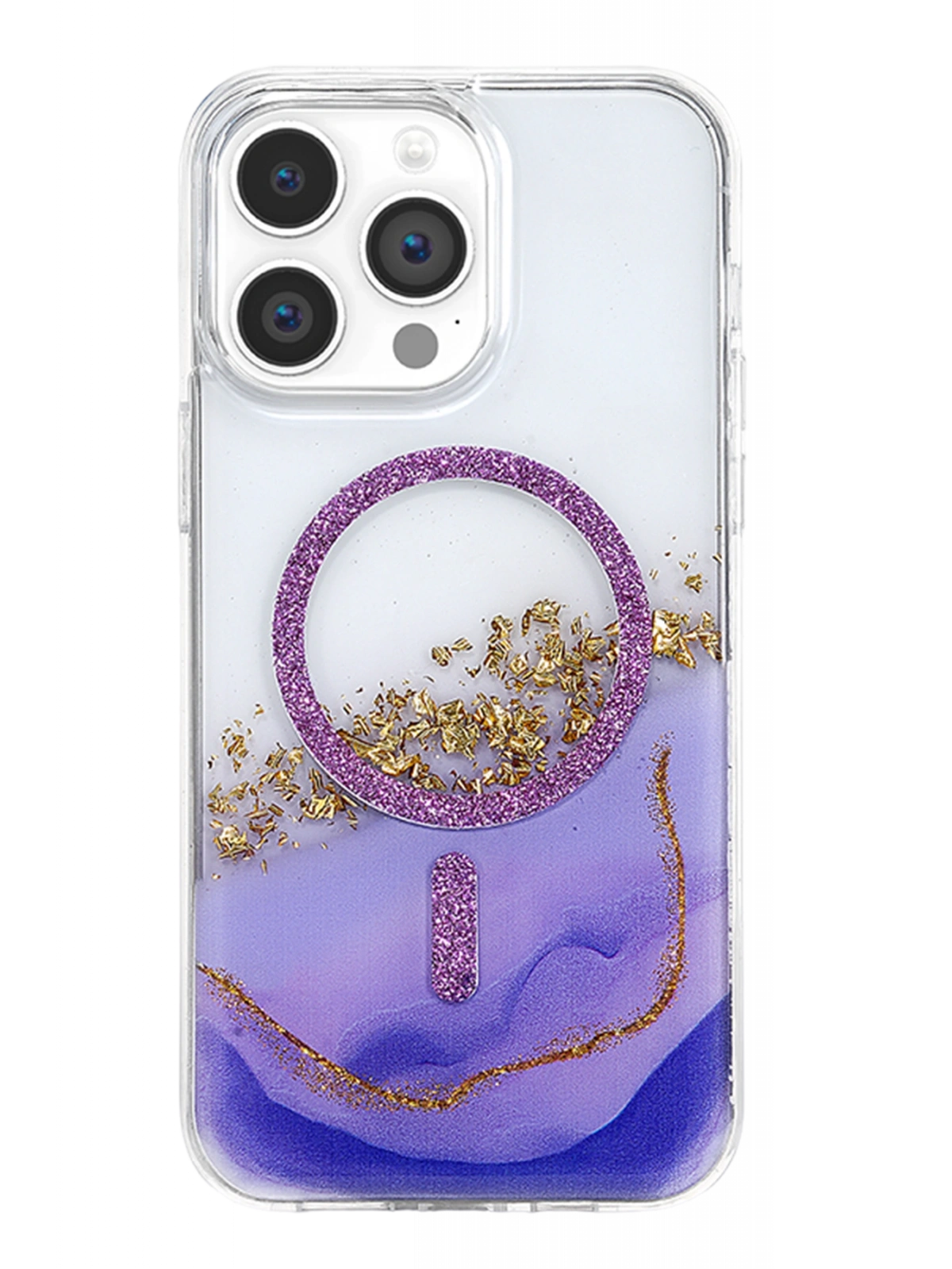 Onegif Apple iPhone 14 Pro Max Lotus Simli Magsafe Kapak - Mor