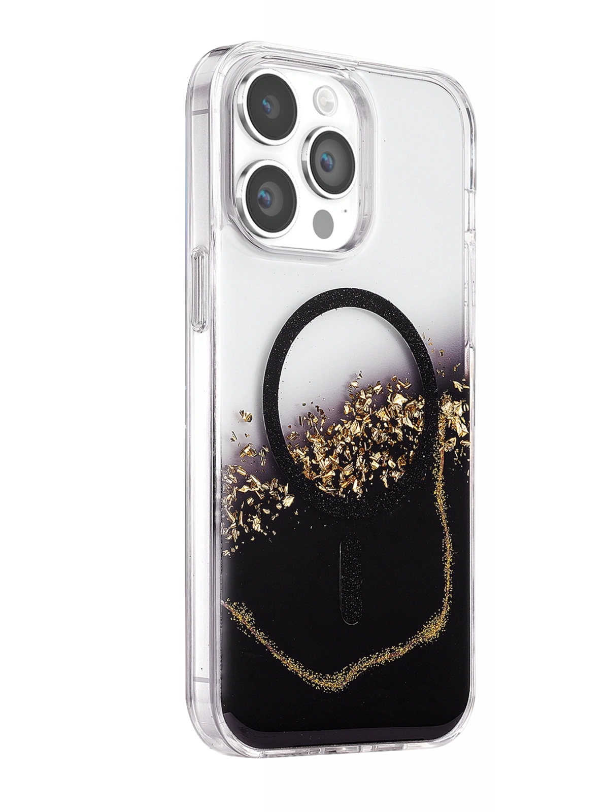 Onegif Apple iPhone 14 Pro Max Lotus Simli Magsafe Kapak - Siyah