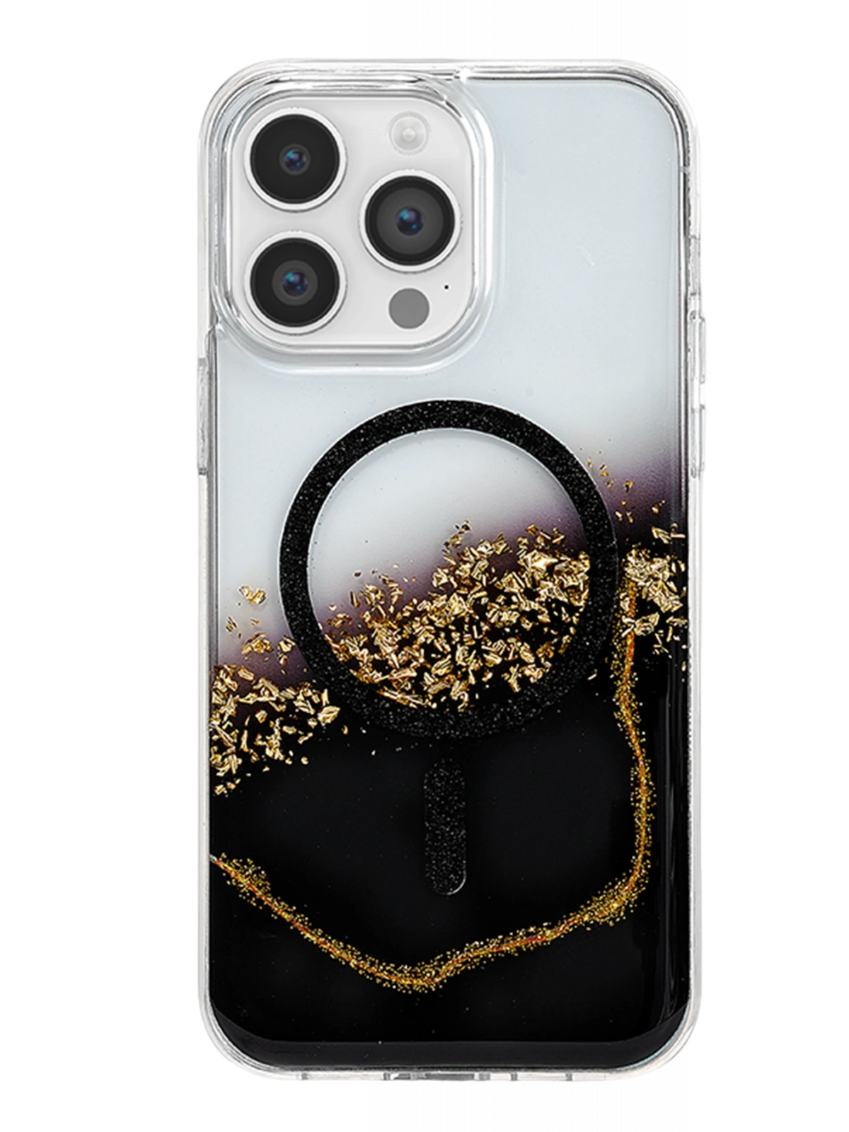 Onegif Apple iPhone 14 Pro Max Lotus Simli Magsafe Kapak - Siyah
