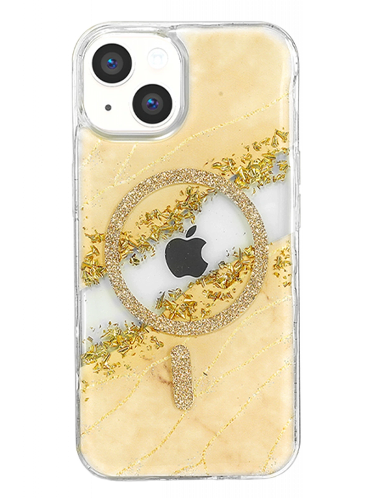 Onegif Apple iPhone 15 Lotus Simli Magsafe Kapak - Gümüş