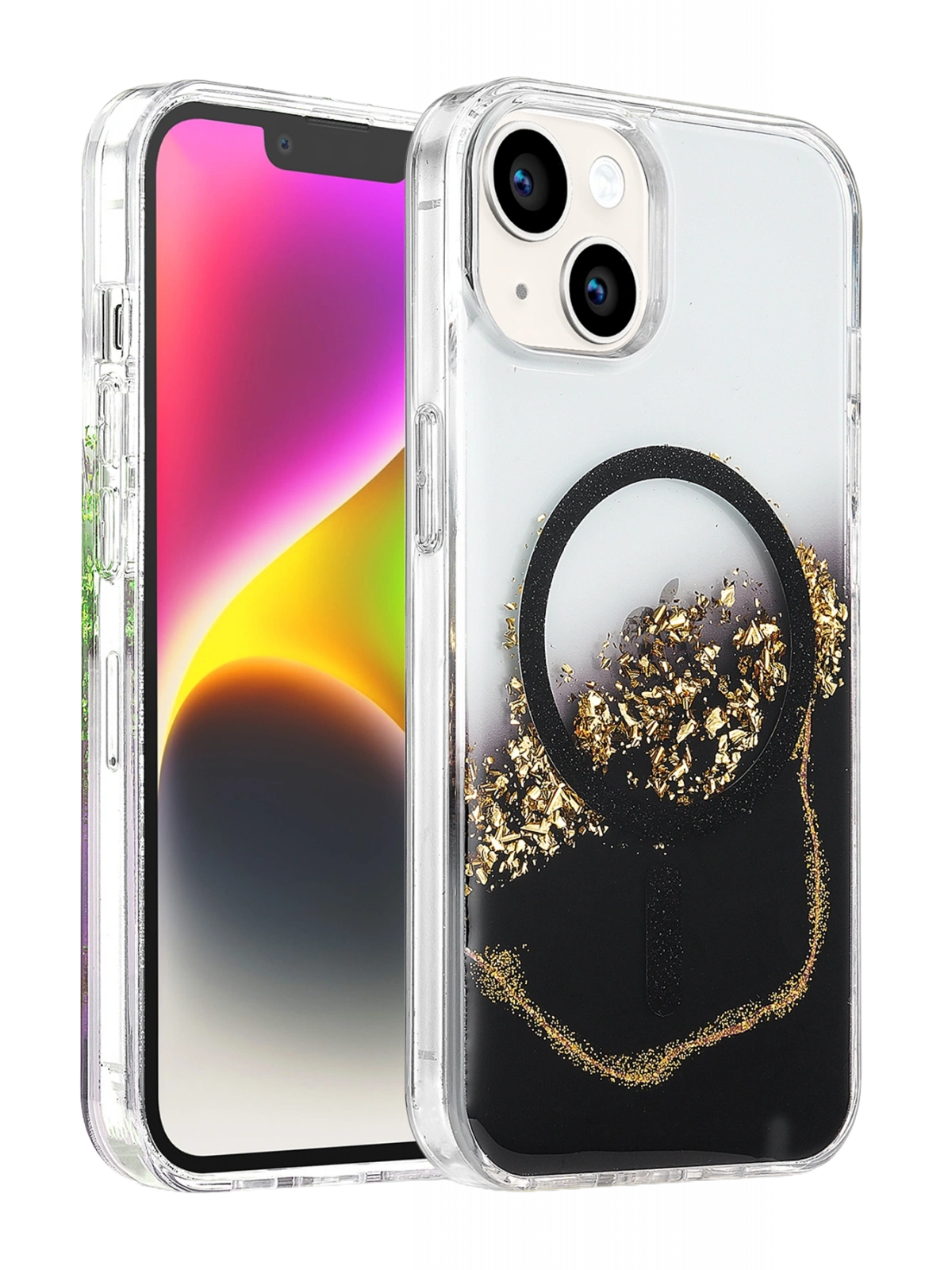 Onegif Apple iPhone 15 Lotus Simli Magsafe Kapak - Siyah