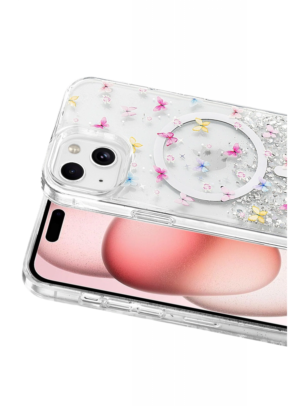 Onegif Apple iPhone 15 Misk Simli Magsafe Kapak - Desen 4