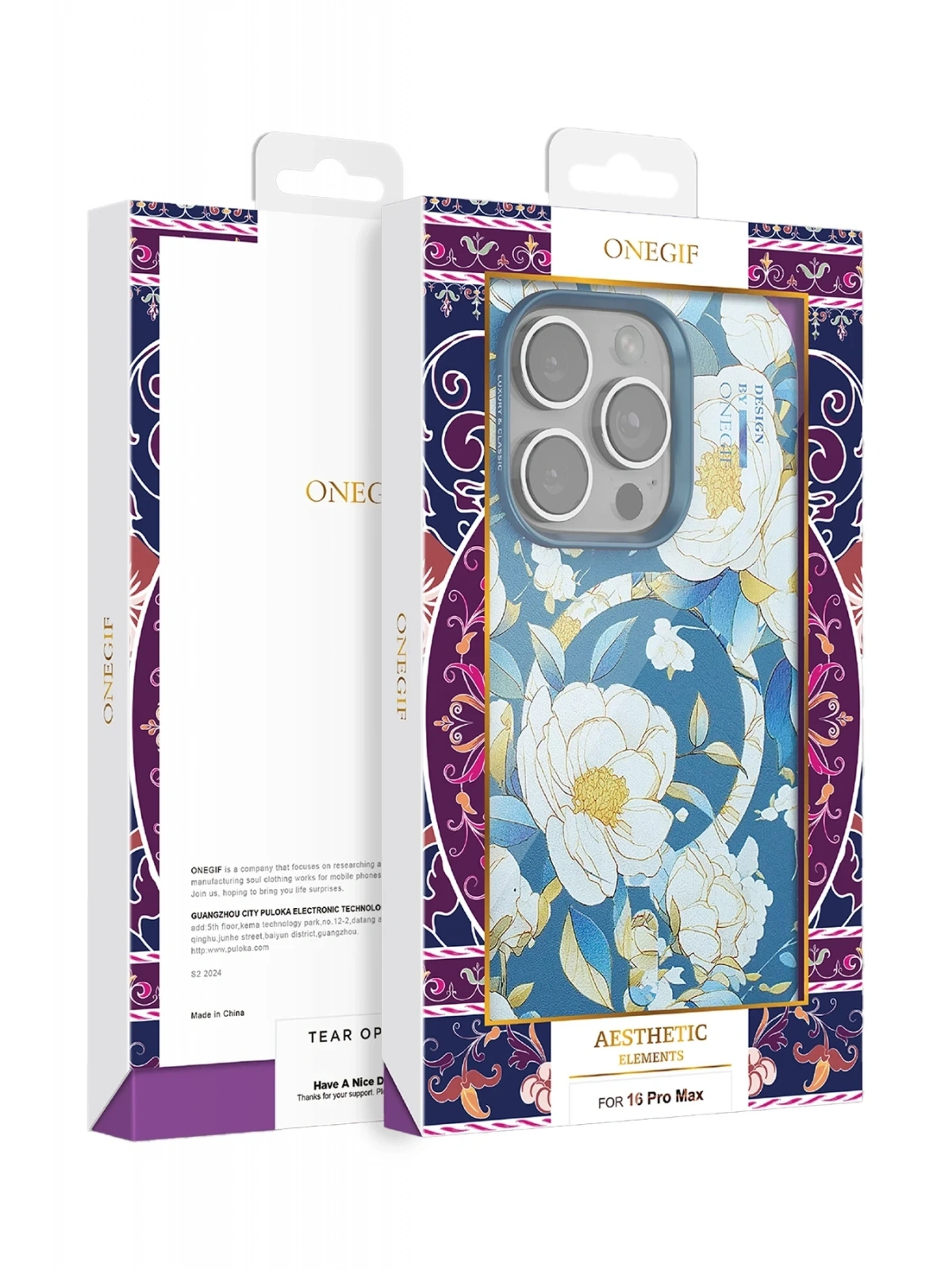 Onegif Apple iPhone 15 Pro Flower Series Magsafe Kapak - Pembe