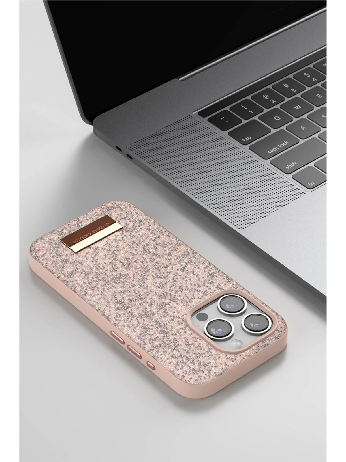 Onegif Apple iPhone 15 Pro Max Bright Simli Kapak - Pembe