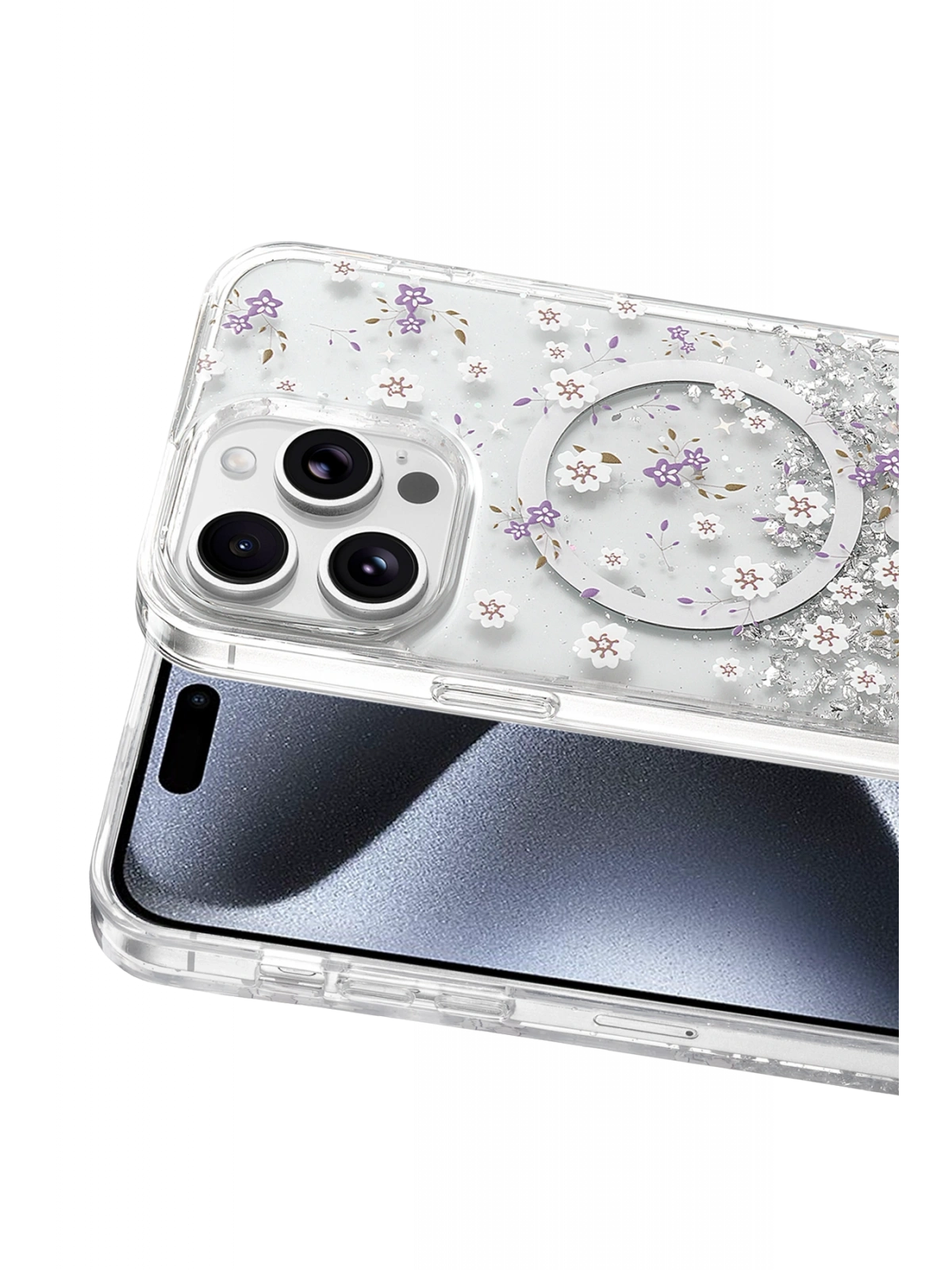 Onegif Apple iPhone 15 Pro Max Misk Simli Magsafe Kapak - Desen 2