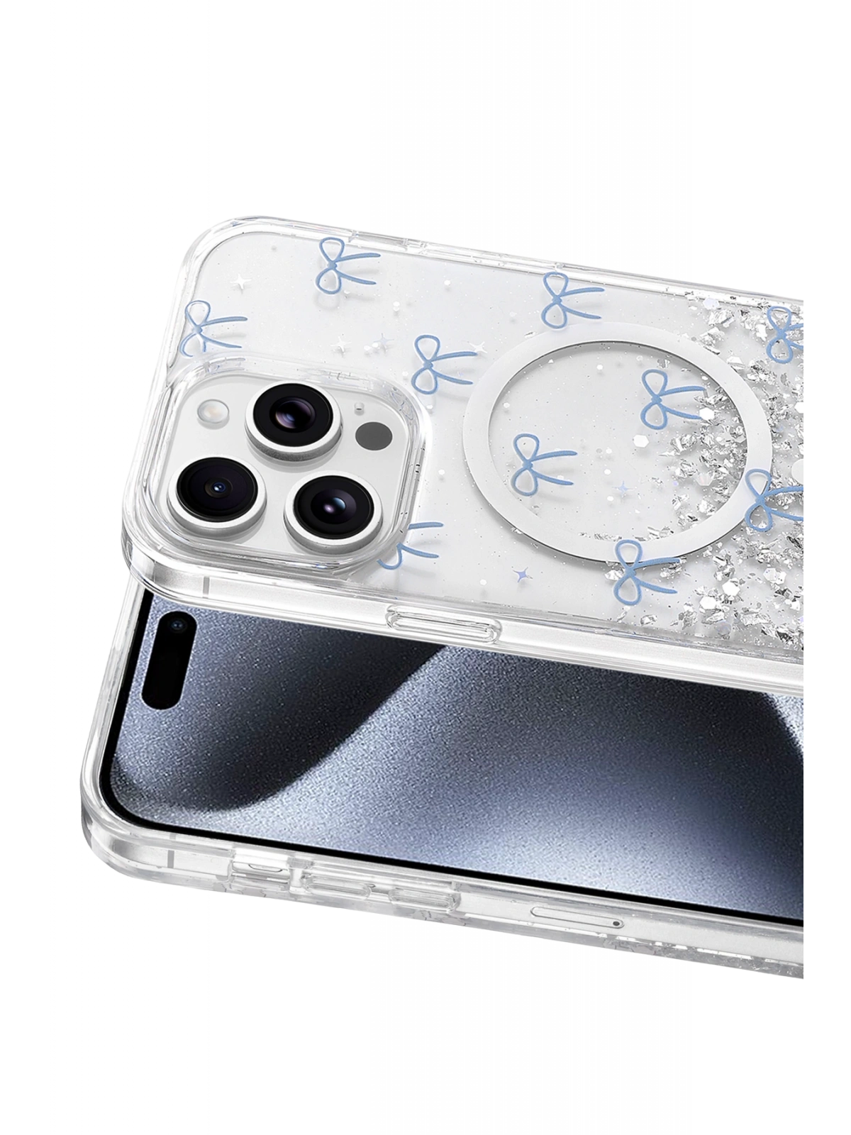 Onegif Apple iPhone 15 Pro Max Misk Simli Magsafe Kapak - Desen 3