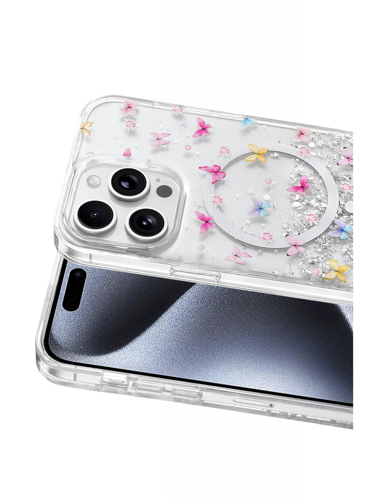 Onegif Apple iPhone 15 Pro Max Misk Simli Magsafe Kapak - Desen 4