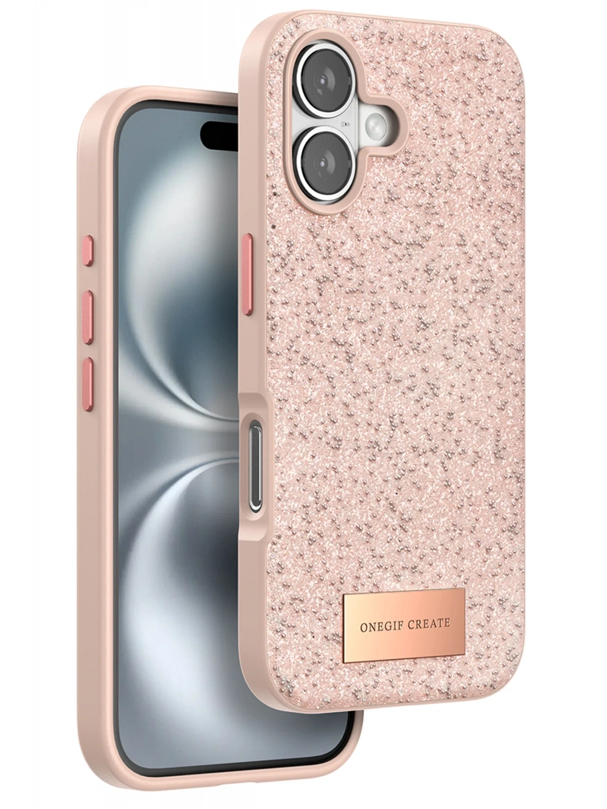 Onegif Apple iPhone 16 Bright Simli Kapak - Pembe