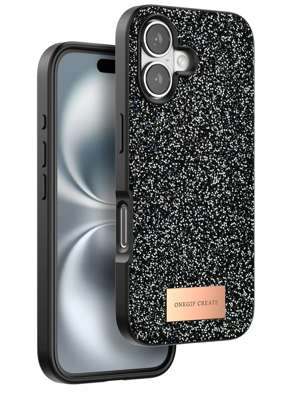 Onegif Apple iPhone 16 Bright Simli Kapak - Siyah