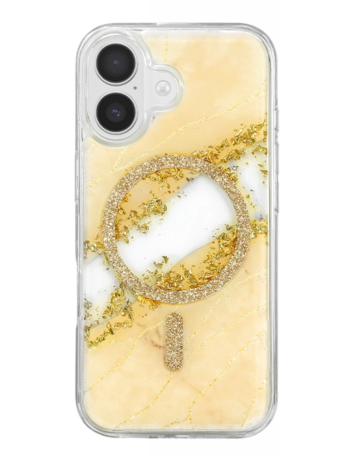 Onegif Apple iPhone 16 Lotus Simli Magsafe Kapak - Gümüş