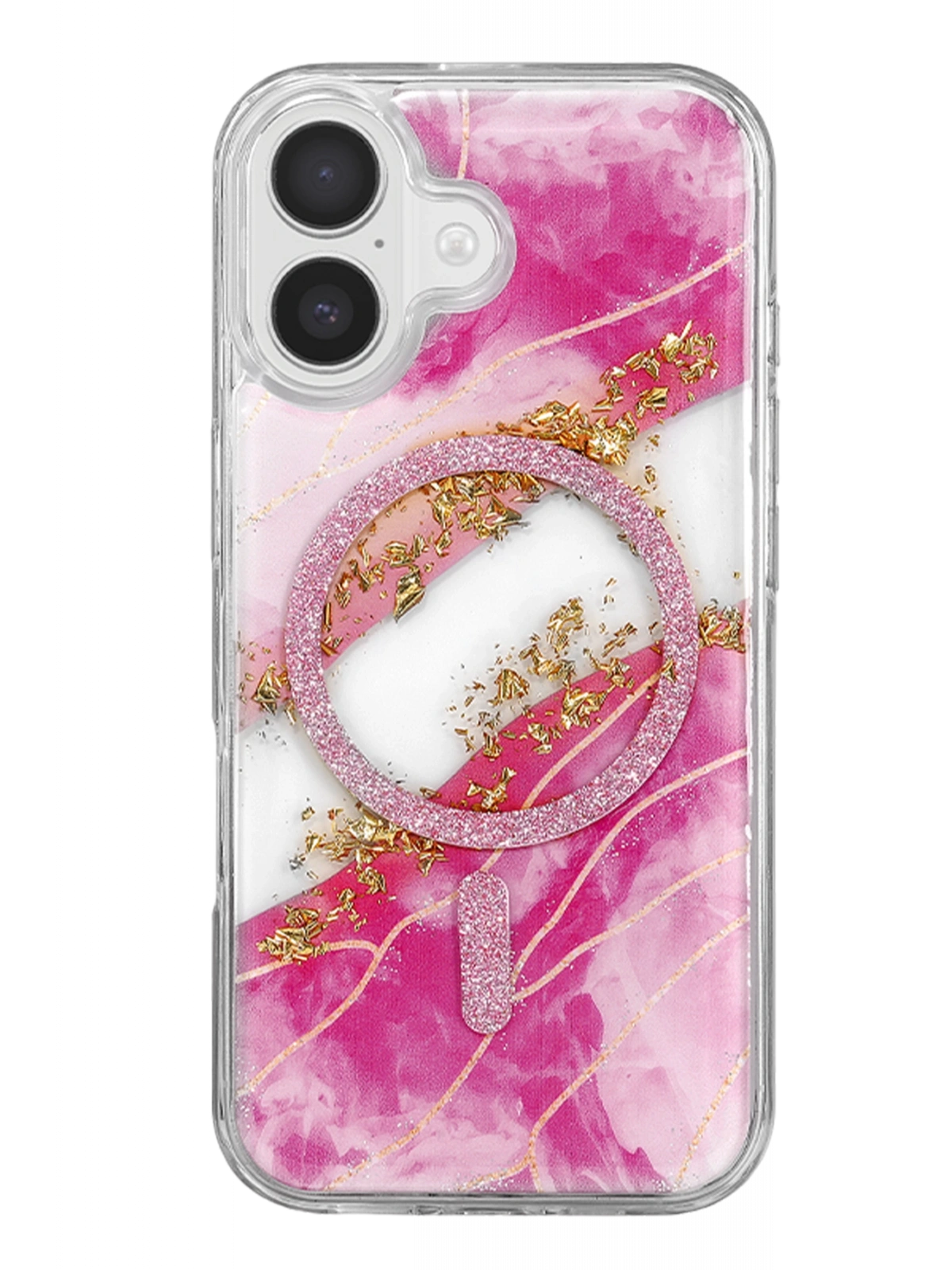 Onegif Apple iPhone 16 Lotus Simli Magsafe Kapak - Pembe