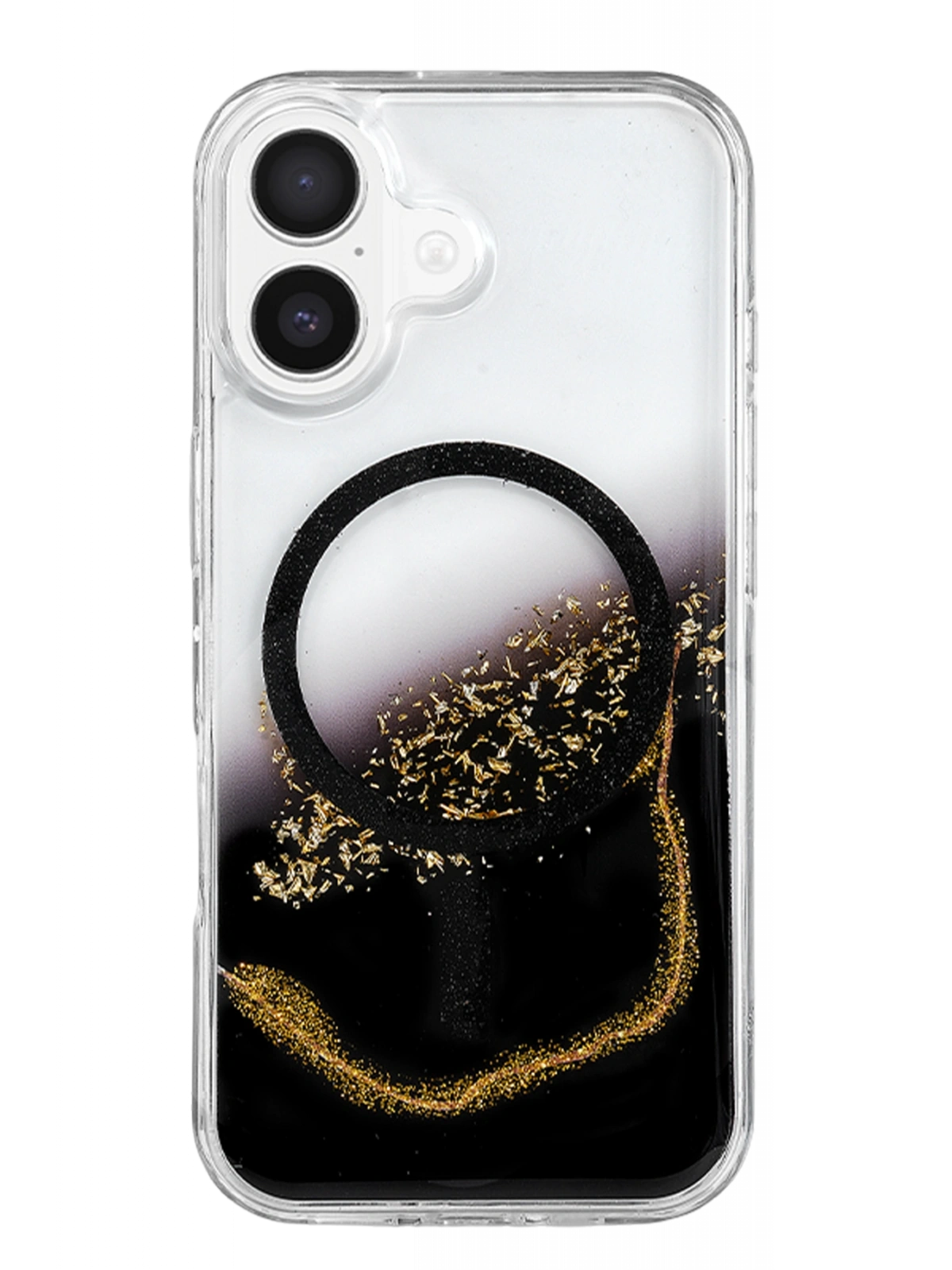 Onegif Apple iPhone 16 Lotus Simli Magsafe Kapak - Siyah