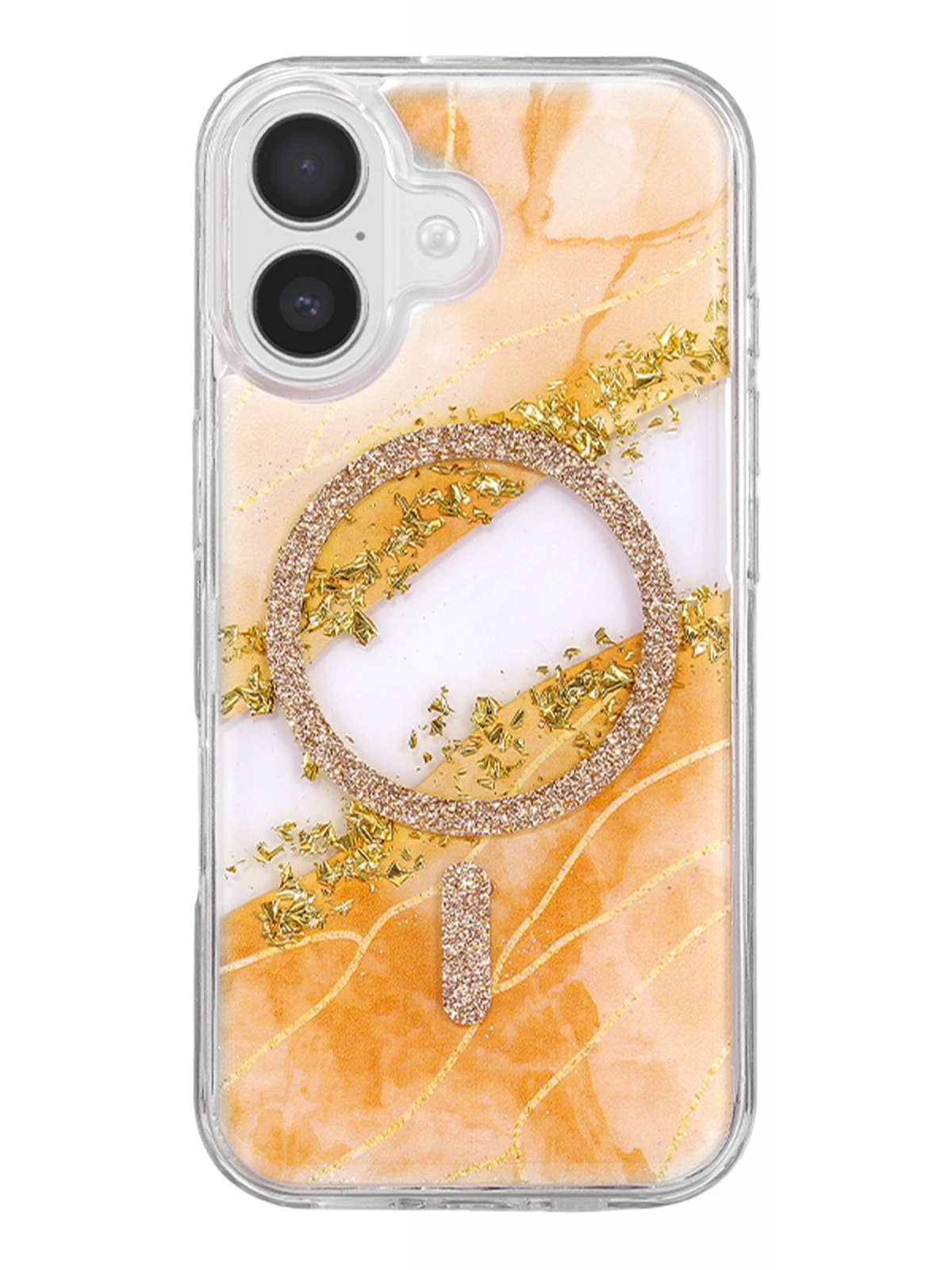 Onegif Apple iPhone 16 Lotus Simli Magsafe Kapak - Turuncu
